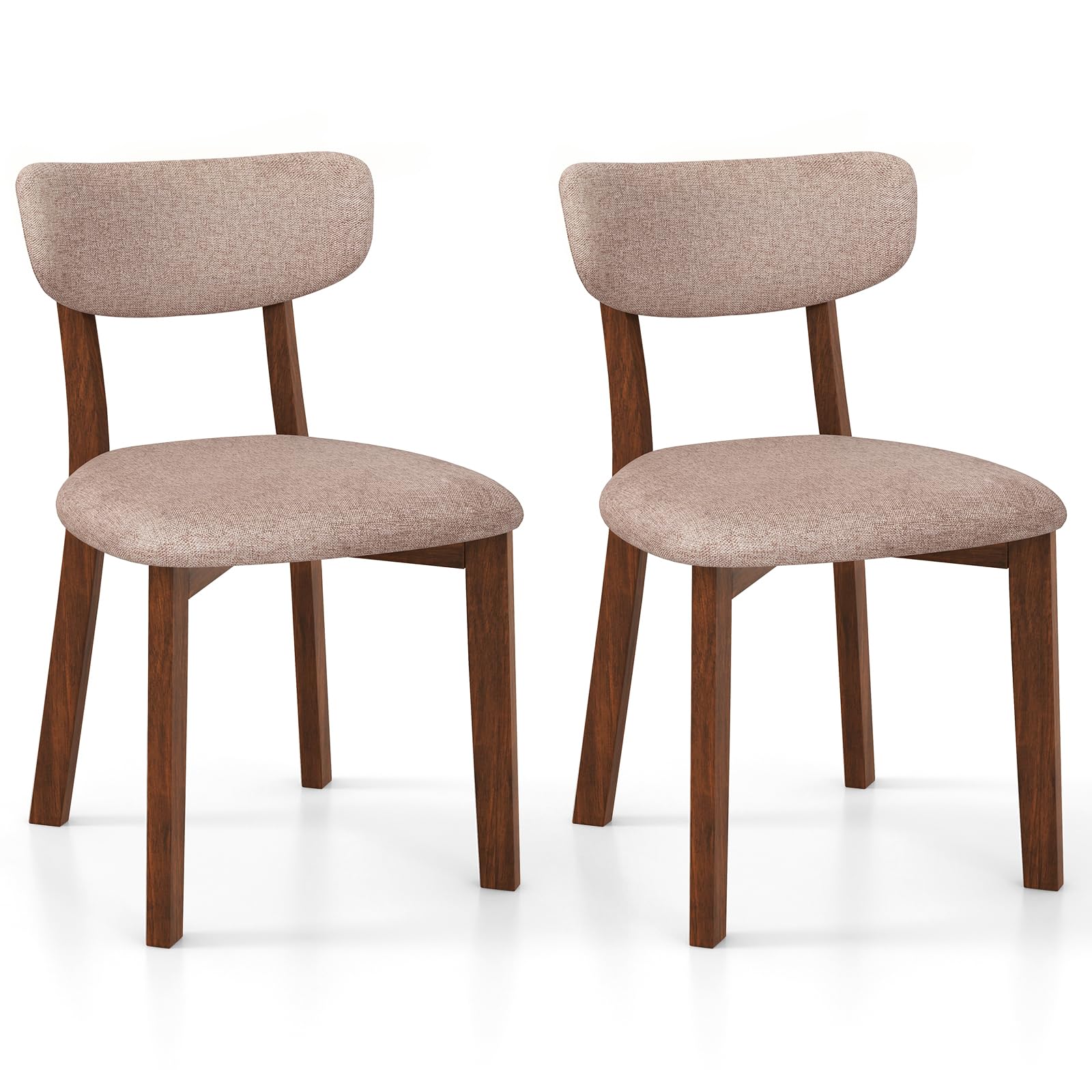 Photo 1 of *SEE NOTES * GOFLAME Dining Chairs Set of 2, Upholstered Mid-Back Kitchen Chairs with Solid Rubber Wood Frame, Curved Backrest & Padded Seat Cushion, Modern Armless Side Chairs for Dining Room, Beige