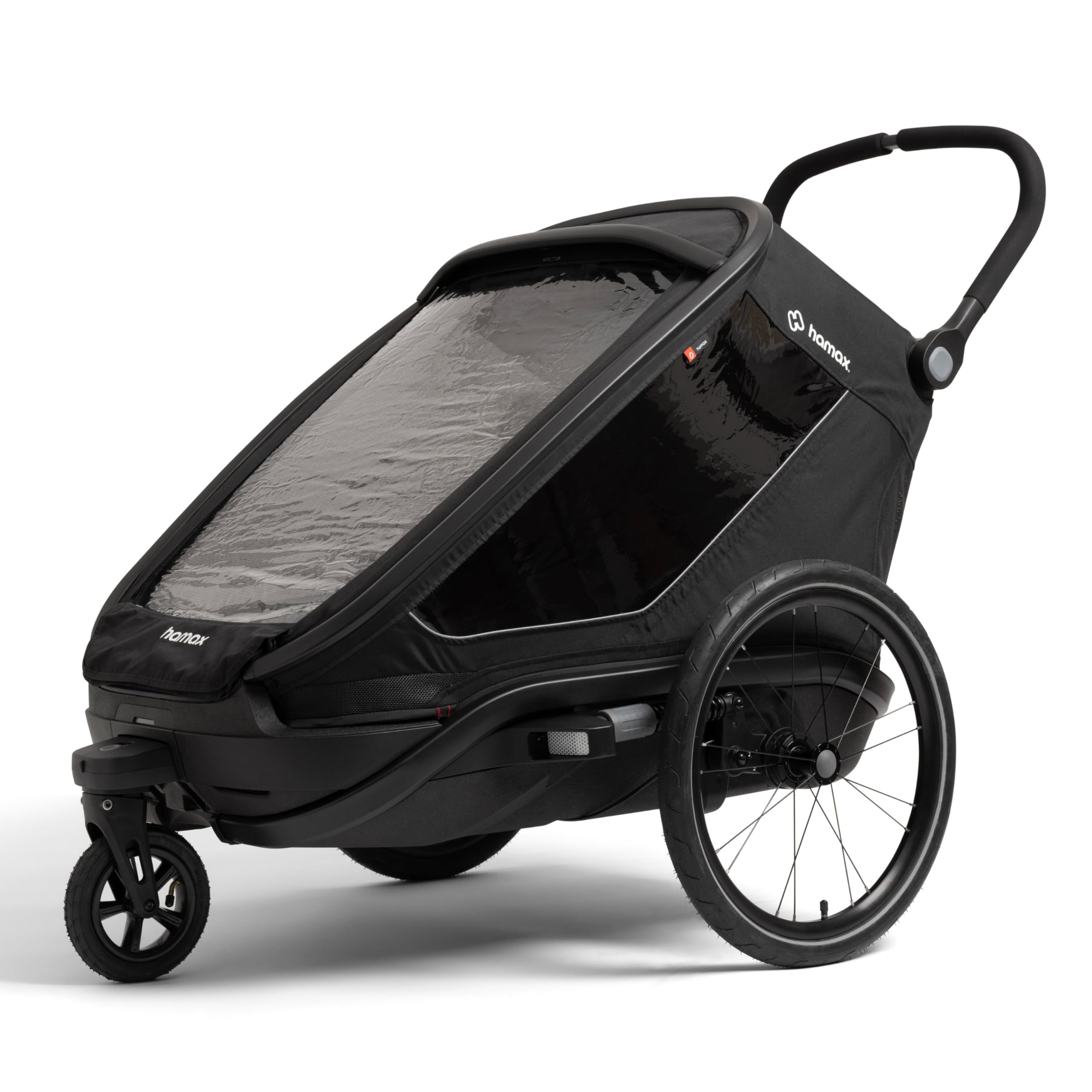 Hamax Outback Next Remorque Vélo Enfant 2 Places, Sièges Inclinables 4 Positions, Suspension Intégrale, Pliable, 40 kg