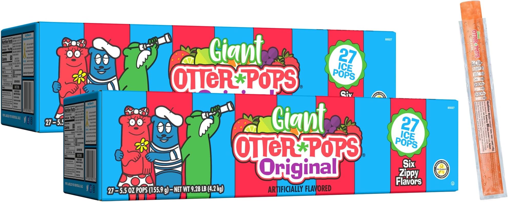 Giant Original 5.5oz, 27 Ice Pops, Six Zippy Flavors,Gluten free (Pack of 2)