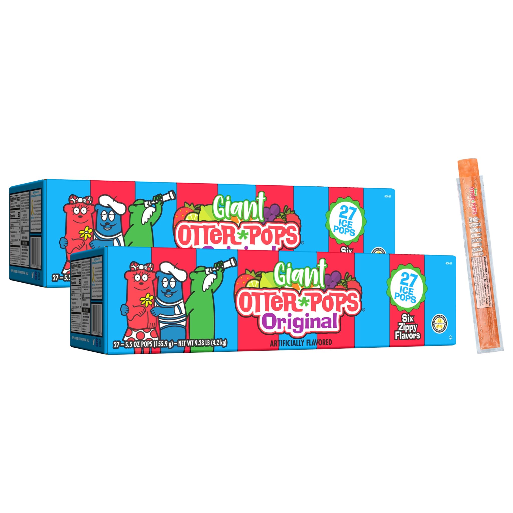 Amazon.com: Otter Pops, Giant Original 5.5oz, 27 Ice Pops, Six