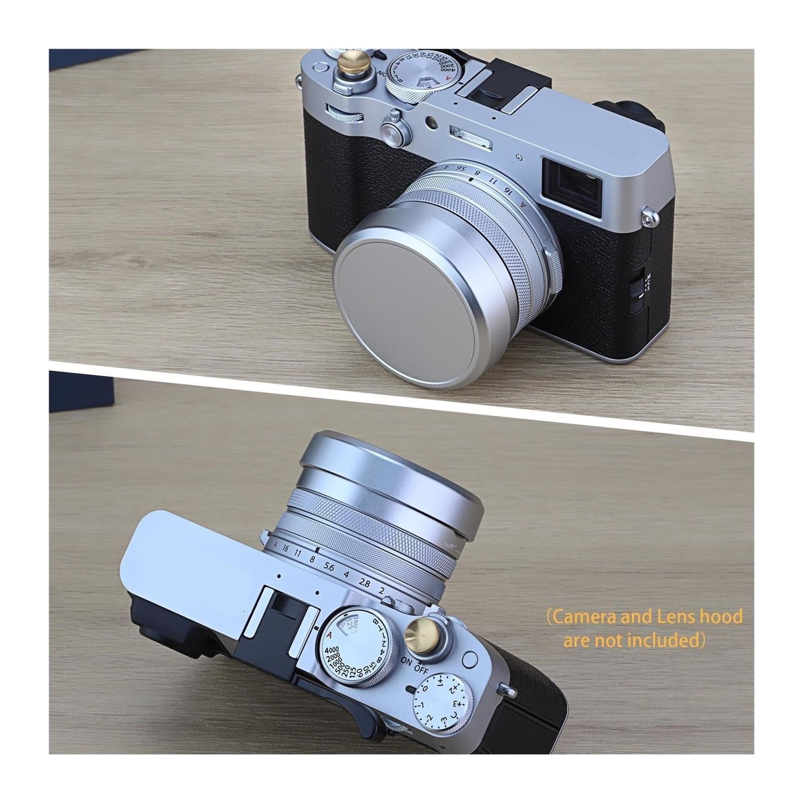 Cap-X54W Tapa de Lente de Metal Compatible con Parasol de Lente de cámara Fujifilm X100VI X100V(Silver)