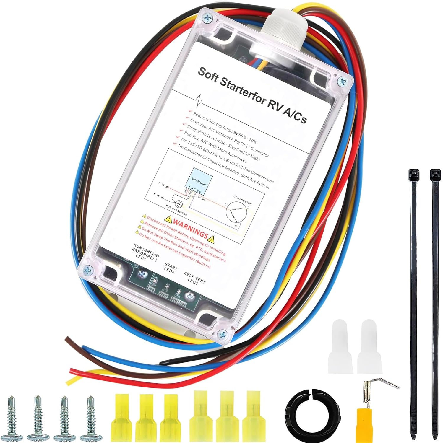 Soft Start for RV Air Conditioner, Ac Soft Start Kit, YUEWO Soft Starter for RV Enables Easy Start An A/C & Appliances on RV Power with A Small Generator