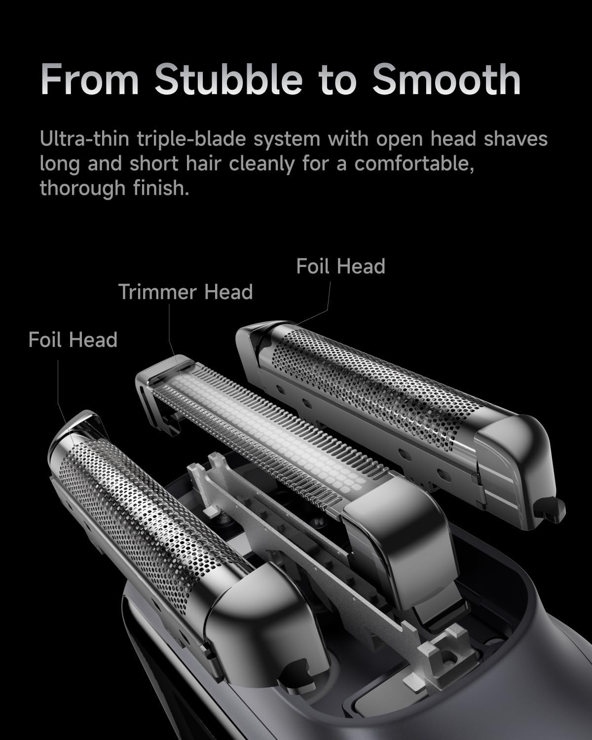 Laifen P3 Pro 3-Blade Electric Shaver, Dual Linear High-Speed Motors 12,000 Cuts/Min, 100-Min Runtime, IPX7 Waterproof, Rechargeable Electric Razor for Men, Travel-Friendly (Space Gray Aluminum Alloy)