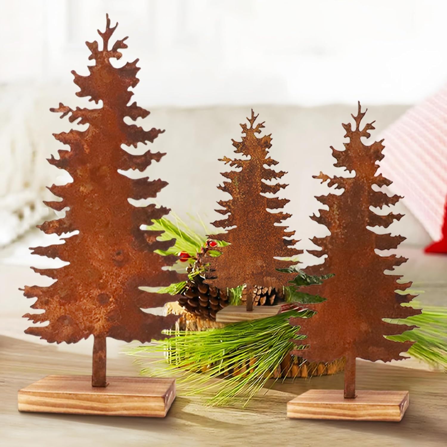 3er Set Rost Baum weihnachtsbaum deko Tannenbaum weihnachtsbaum metall Roststecker Weihnachtsdeko Garten Blumenstecker dekoration des weihnachtsbaums Outdoor Bäume Winter deko Weihnachtsbaum für Drauß