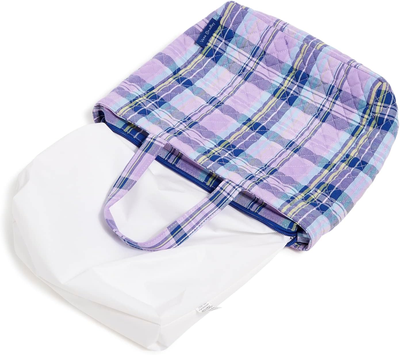 Vera Bradley Women's Cotton Lunch Tote Lunch Box, Amethyst Plaid - Recycled Cotton, One Size