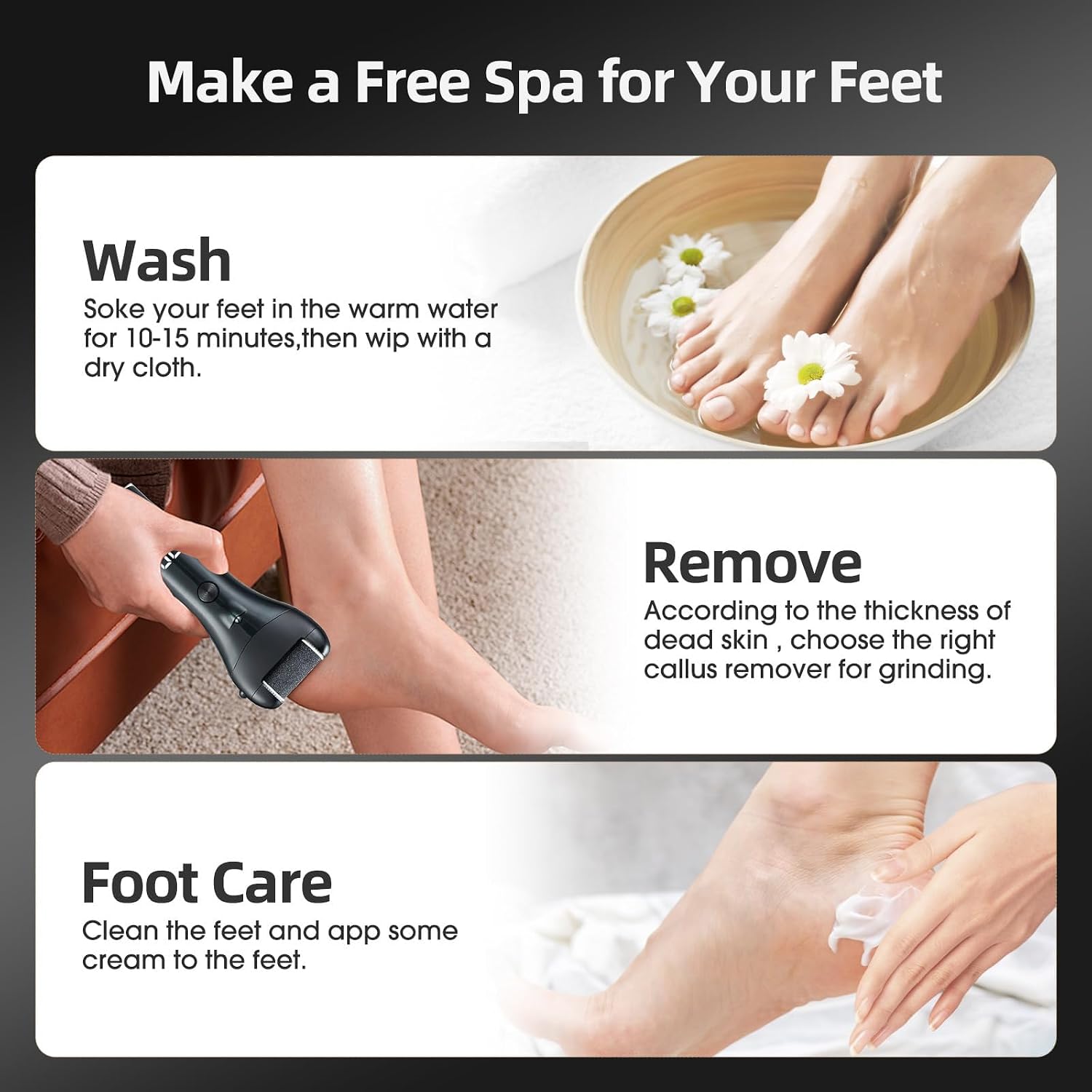 Easy to Change Rollers for Electric Callus Remover Not Need Tools Perfect for Busy Individuals and Professional Use. Electric Callus Remover Heads