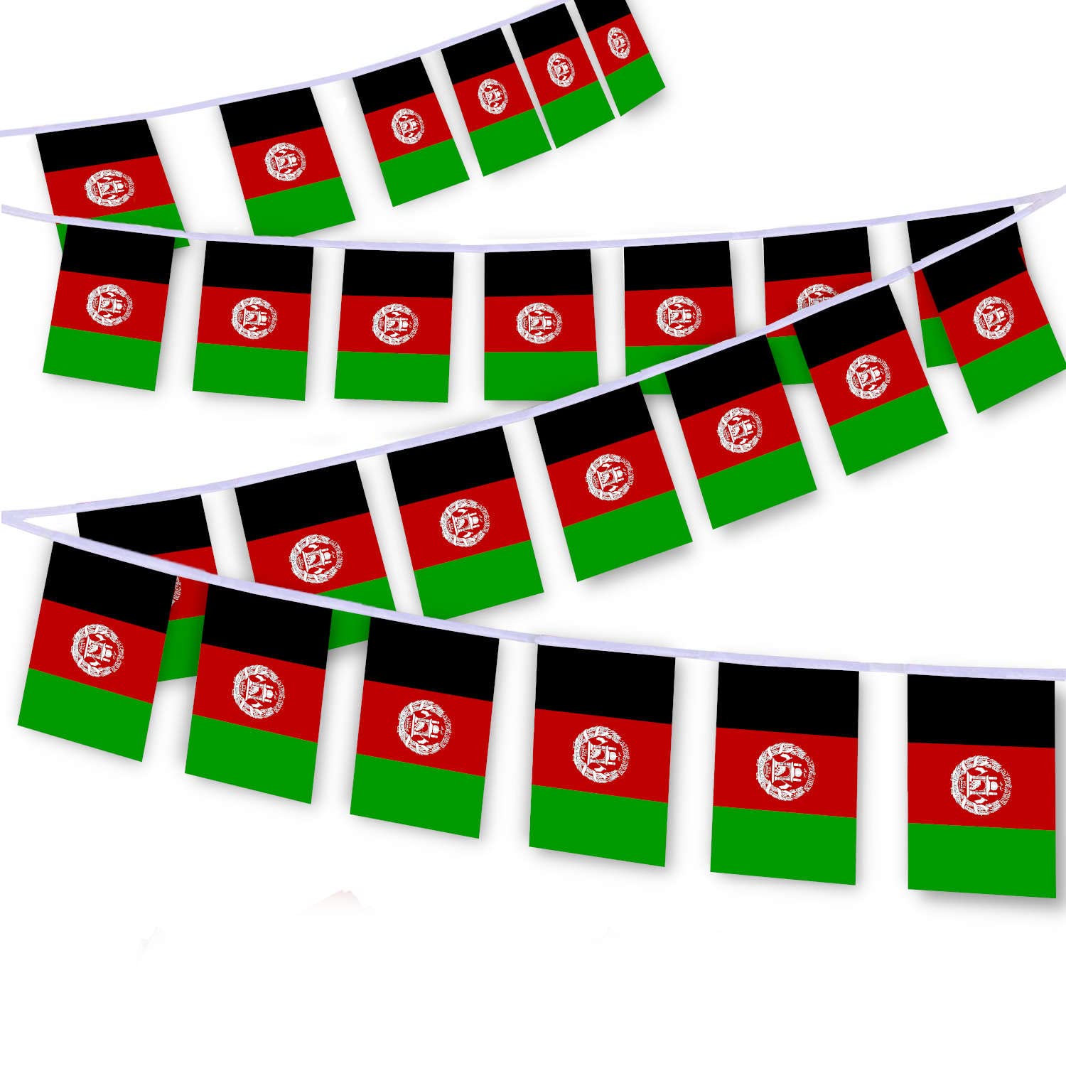 MacLand 30 PCS Afghanistan Flag String,32 FT Afghan Bunting,Decoration Banner for Outdoor Indoor Patio Yard Decor — image 1