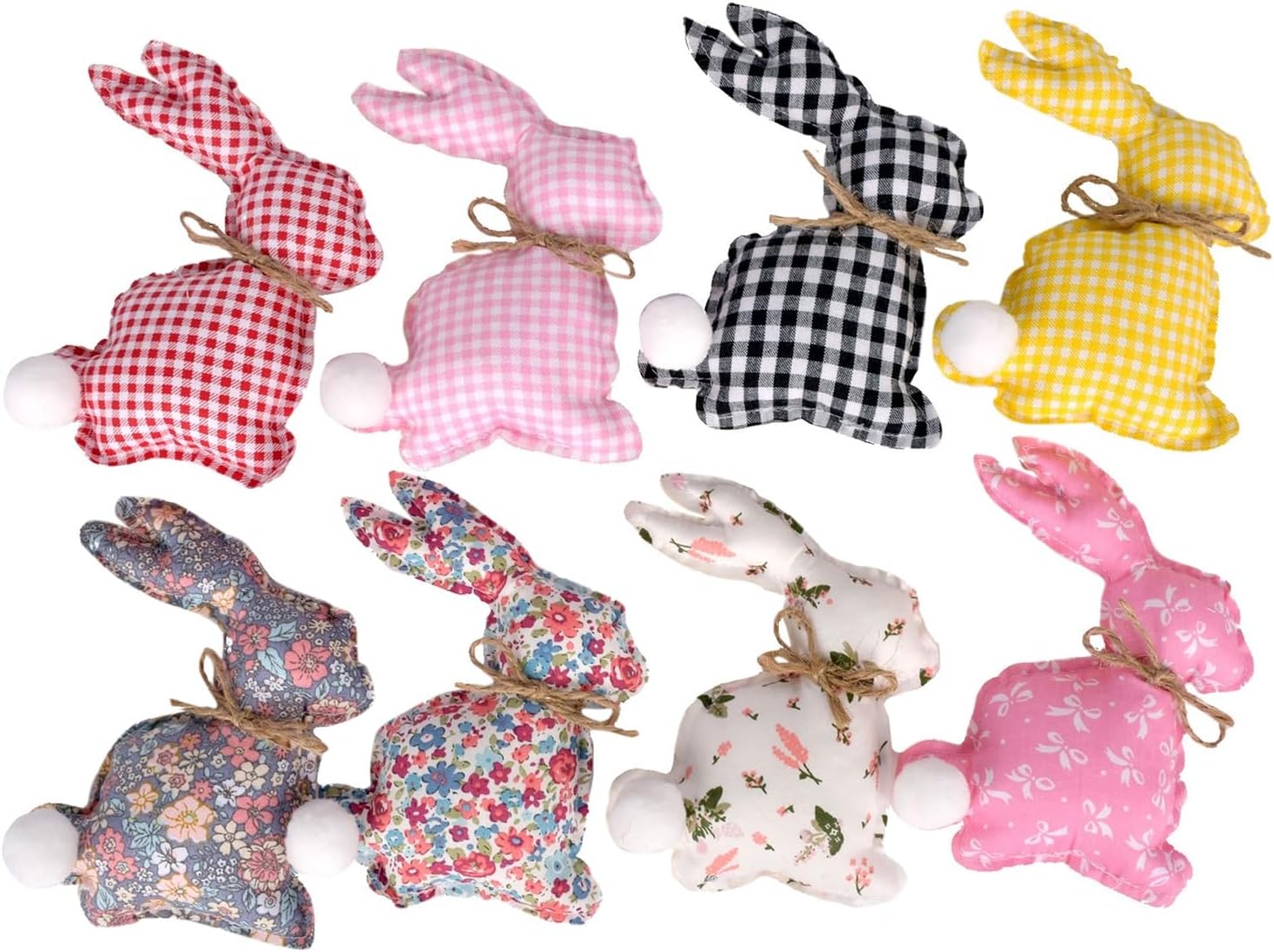 8 Pcs Easter Bunny Ornaments Spring Fabric Rabbit Hanging Decorations Set Tabletop Decor for Home Holiday Party Easter Gifts (Multi-Color, 8 Pcs)
