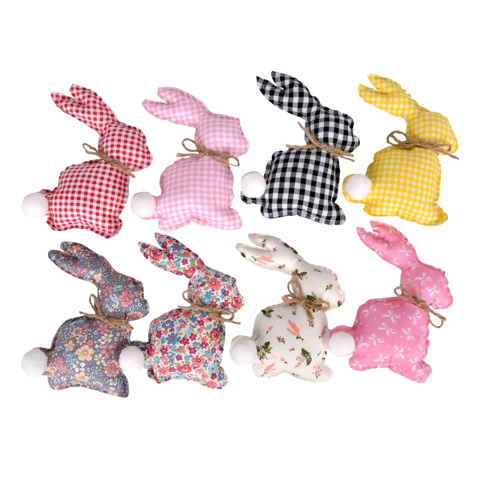 8 Pcs Easter Bunny Ornaments Spring Fabric Rabbit Hanging Decorations Set Tabletop Decor for Home Holiday Party Easter Gifts (Multi-Color, 8 Pcs)