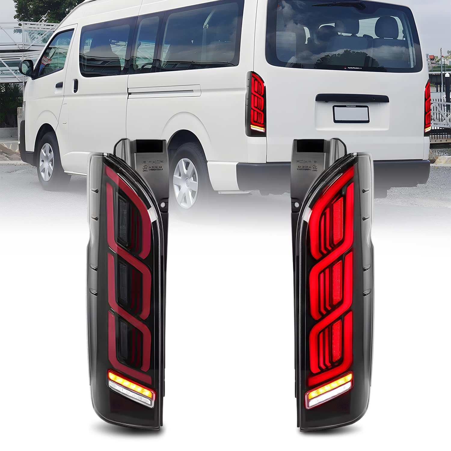 新品トヨタ200系ハイエーステール　流れるウインカー　オープニングモーション Amazon | HCMOTIONZ LED ハイエース 200系 テールライト テールランプ