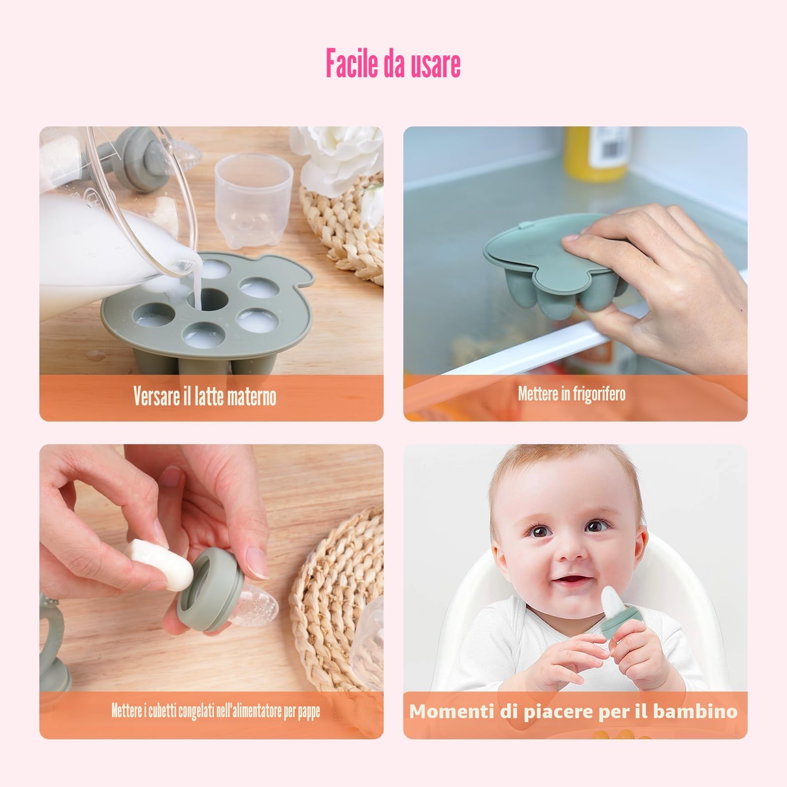Ciuccio Mam Frutta 4M+ Stampo per Ghiaccioli al Latte Materno Silicone Morbido Senza BPA