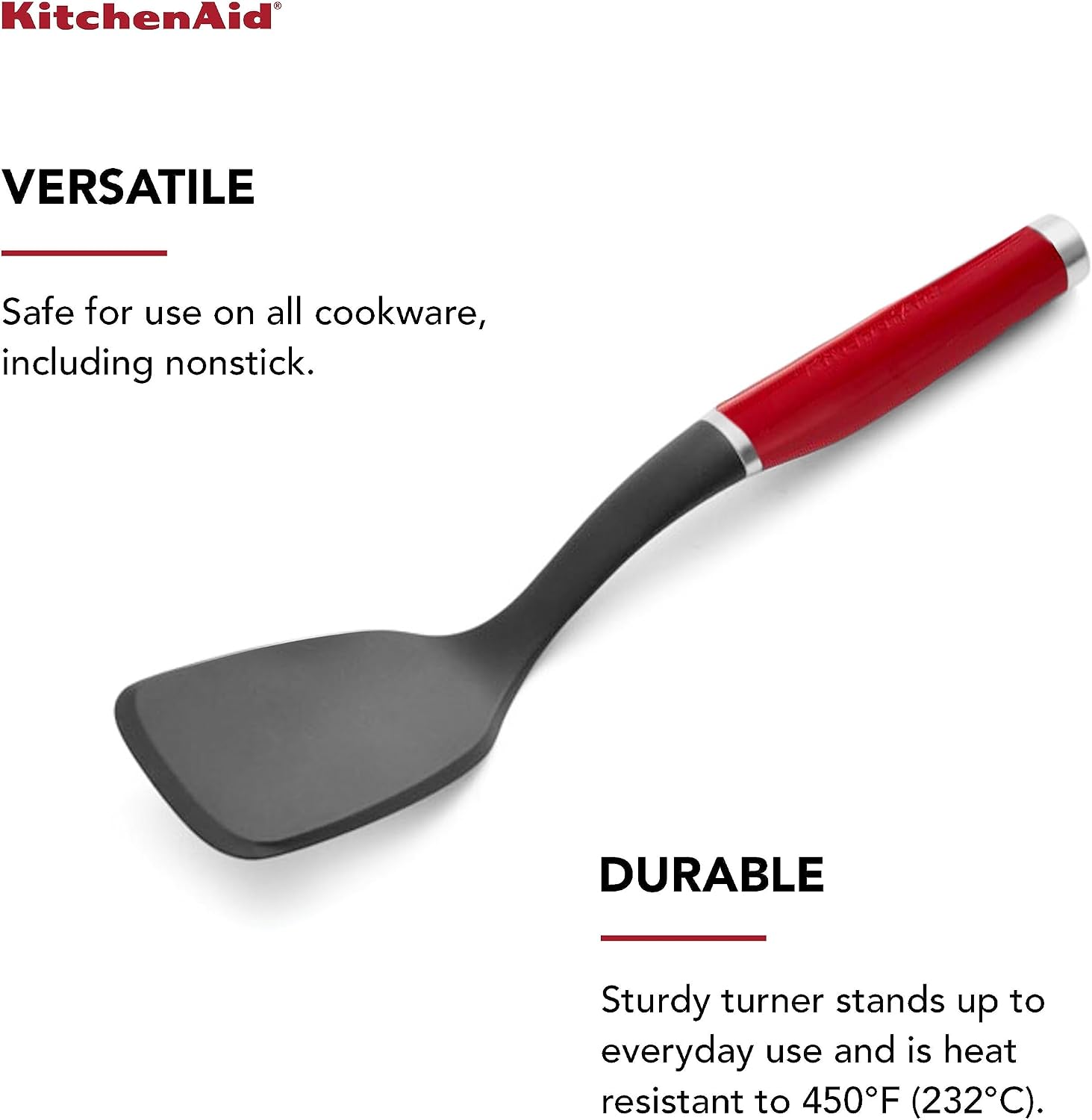 KitchenAid Classic Solid Turner, 13.5x 3.3 Inch, Red image 3