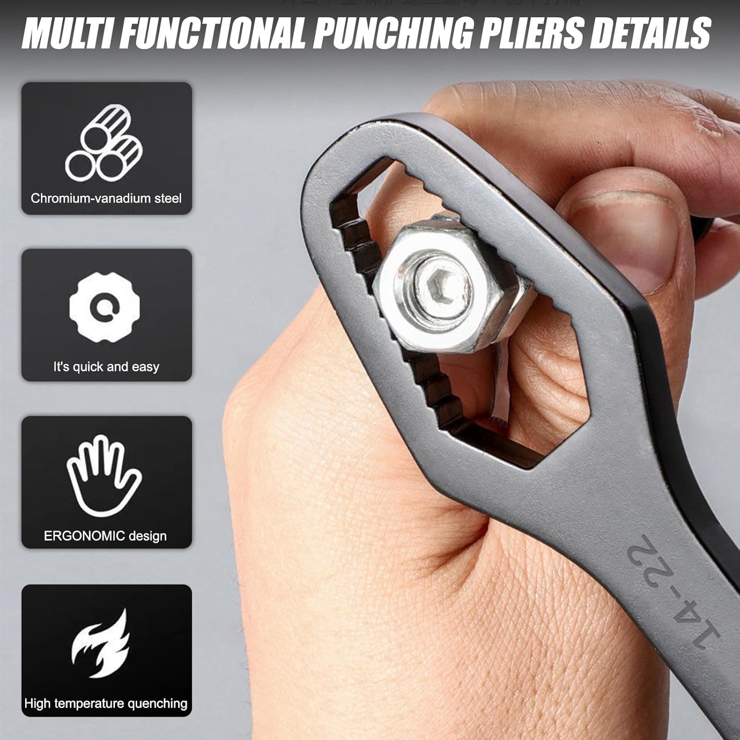 Multi Functional Self Adjustable Wrench-Mechanic Tool Set for Car Repair, Universal Hand Wrench for Home and Automotive(black)