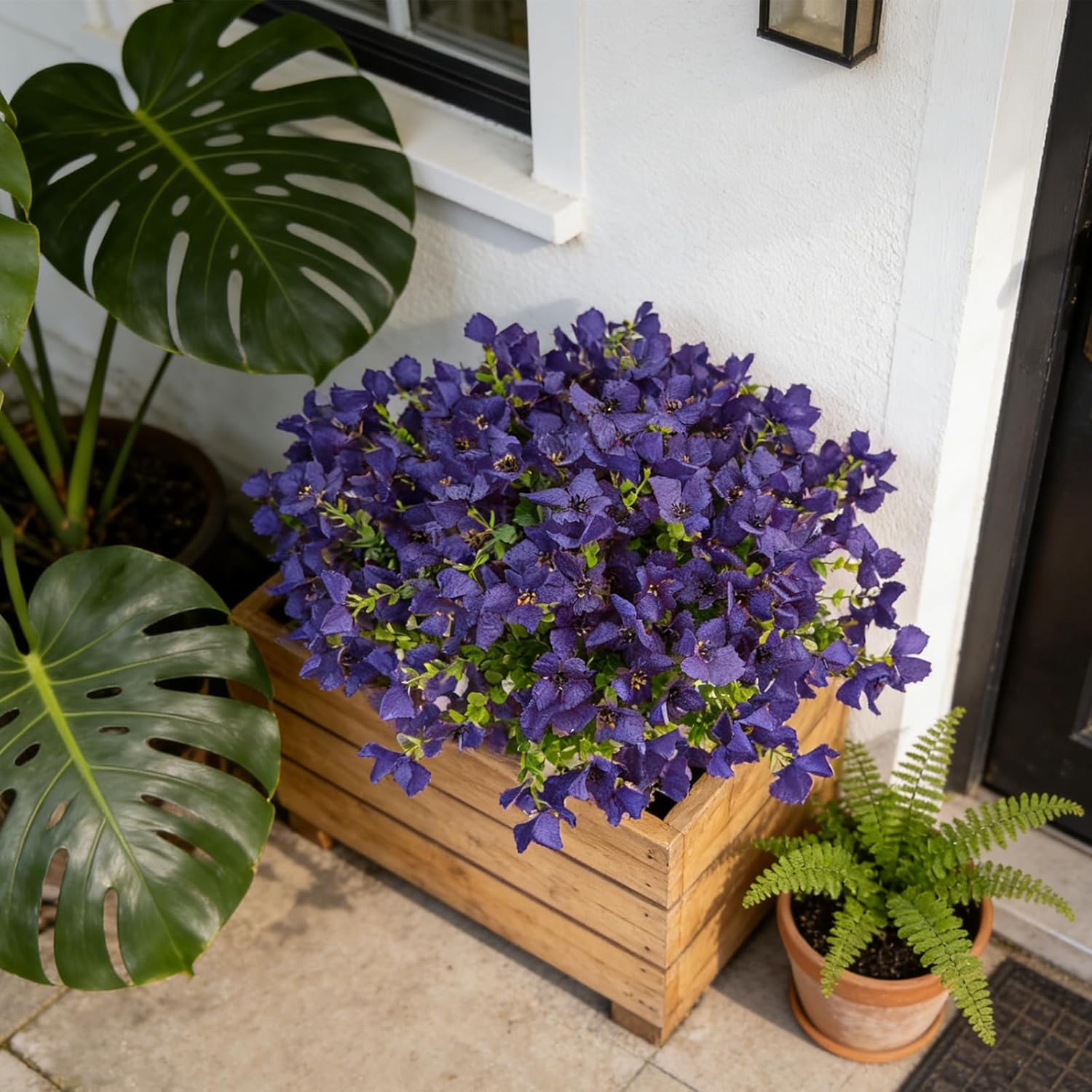 12 Bundles Artificial Flowers Outdoor Fake Flowers for Decoration UV Resistant No Fade Faux Plastic Plants Desk Garden Porch Window Box Decor