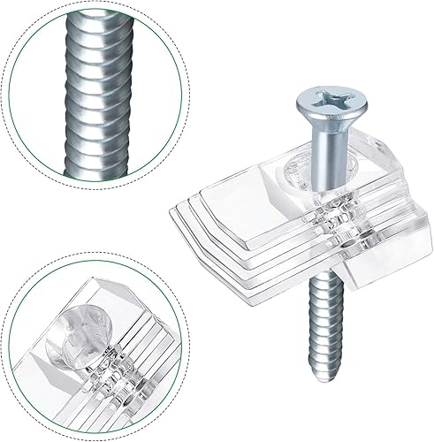 Miniatura 4 de 40 clips de plástico transparente para espejo de 1/8 pulgadas y 1/4 pulgadas, kit de montaje de espejo con tornillo y para pared