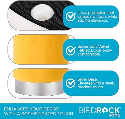 Miniatura 25 de BIRDROCK HOME Taburete otomano redondo – Diseño moderno de taburete acolchado suave – Ideal para sala de estar, dormitorio, reposapiés compacto,