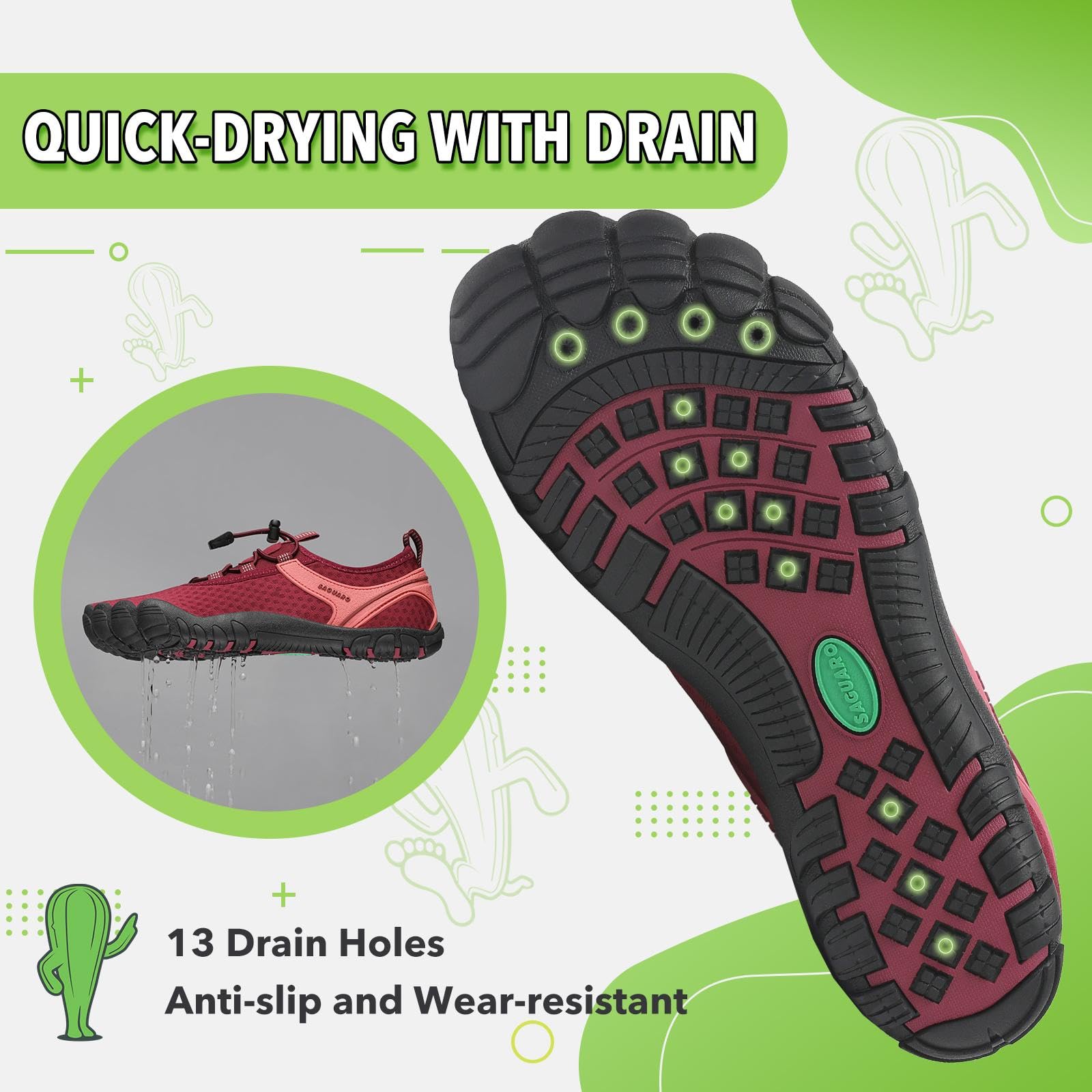 SAGUARO Donna Uomo Scarpe da Scoglio Spiaggia Scarpette da Mare Antiscivolo Asciugatura Rapida Scarpette da Surf Gr.36-48