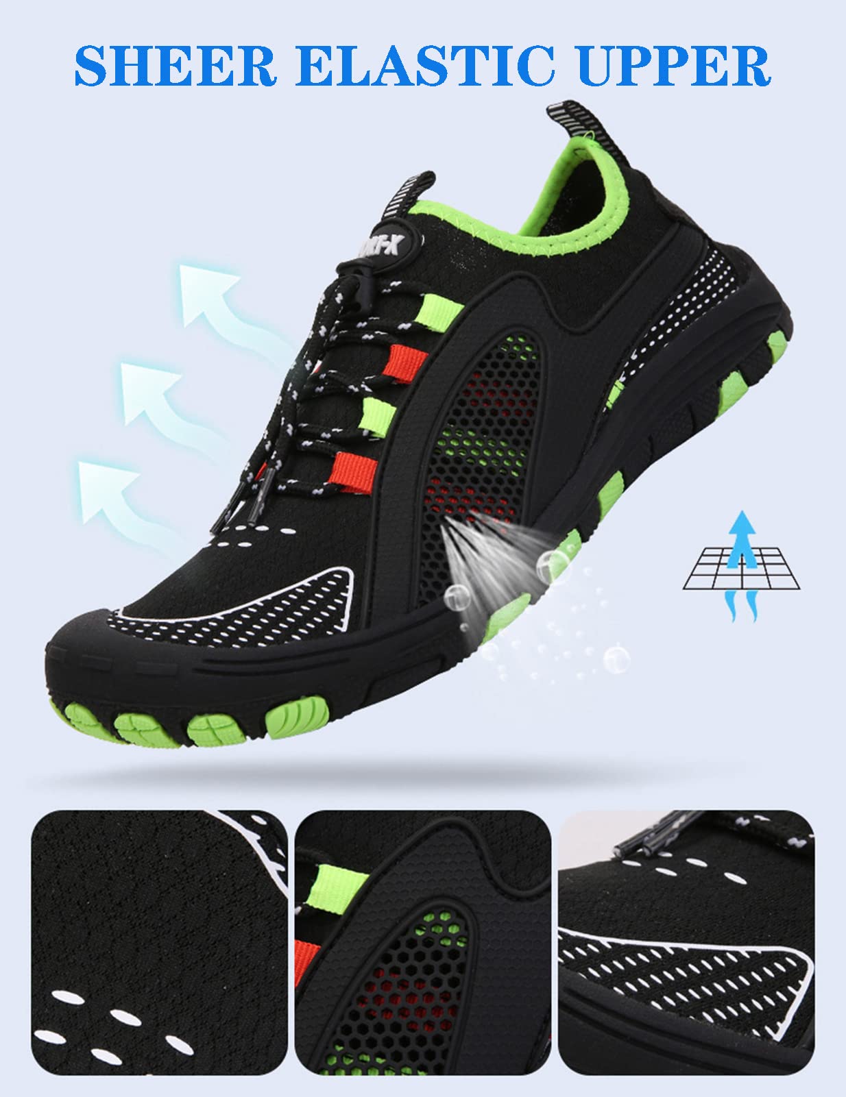 Zapatos Acuáticos Descalzos, Calcetines De Cuero, Zapatillas Acuáticas De Secado Rápido para Hombres Y Mujeres, Natación, Yoga Neutro, Carrera En La Playa, Snorkel(35 EU, Black)
