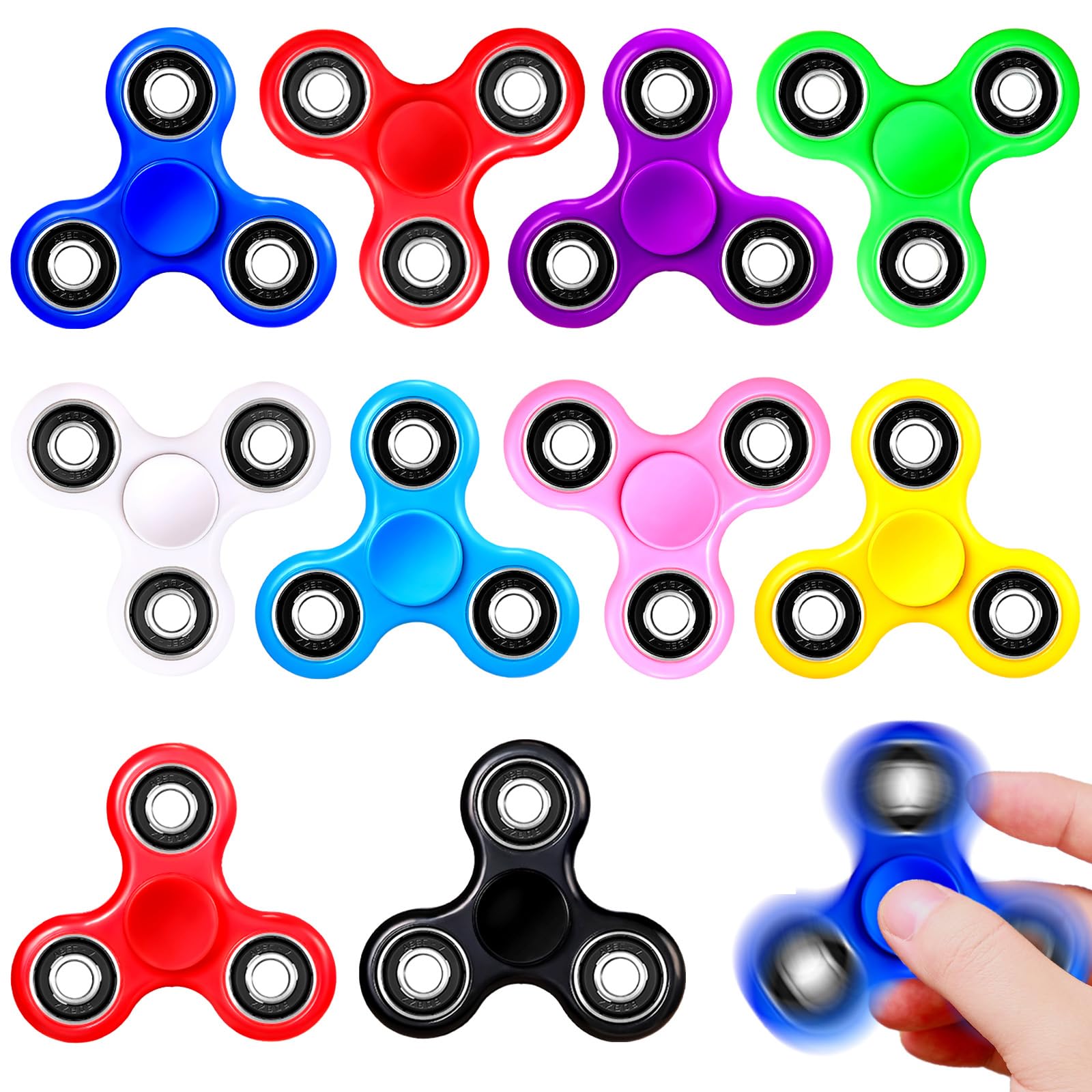 SCIONE [10 Pack] Fidget Spinners for Kids(7.6 cm), Normal Size Finger Toy Bulk, Classroom Prizes & Party Bag Fillers, Sensory Stress Relief Gadgets for Kids, Cool Birthday Favors