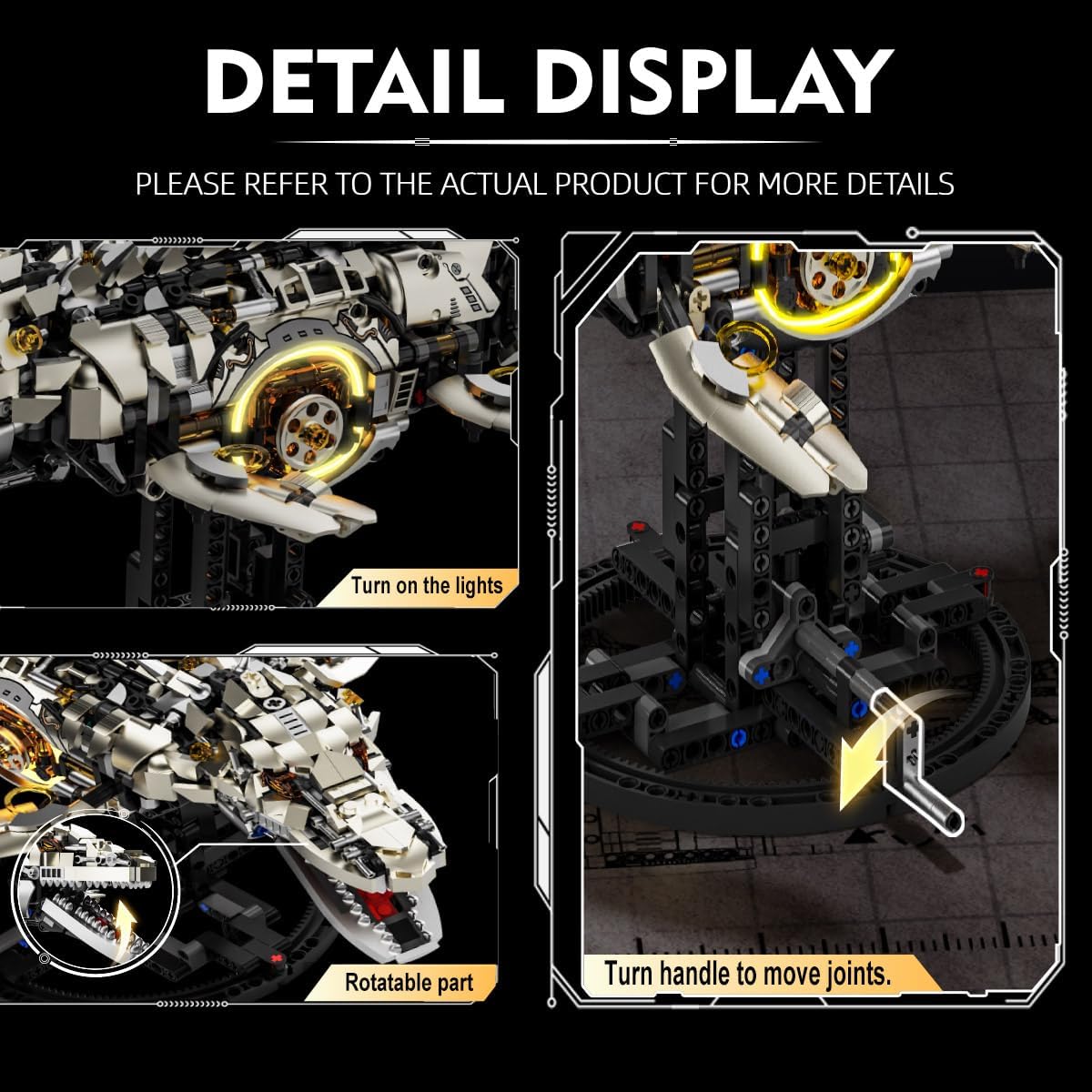 Mechanical Dinosaur Mosasaurus Building Set with Light- Compatible with Lego for Boys, Birthday Gift Set for Adults (1413Pcs)