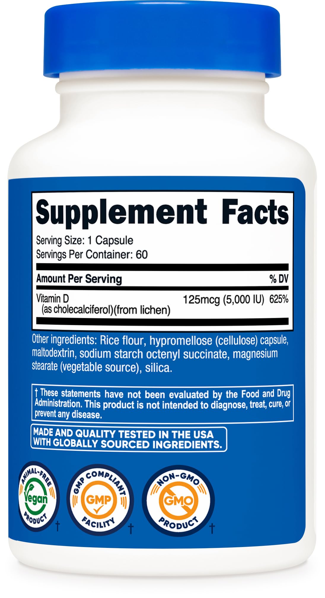 Nutricost Vegan Vitamin D3 (5,000 IU) 60 Capsules, Gluten-Free, GMO-Free — Amazon image 5