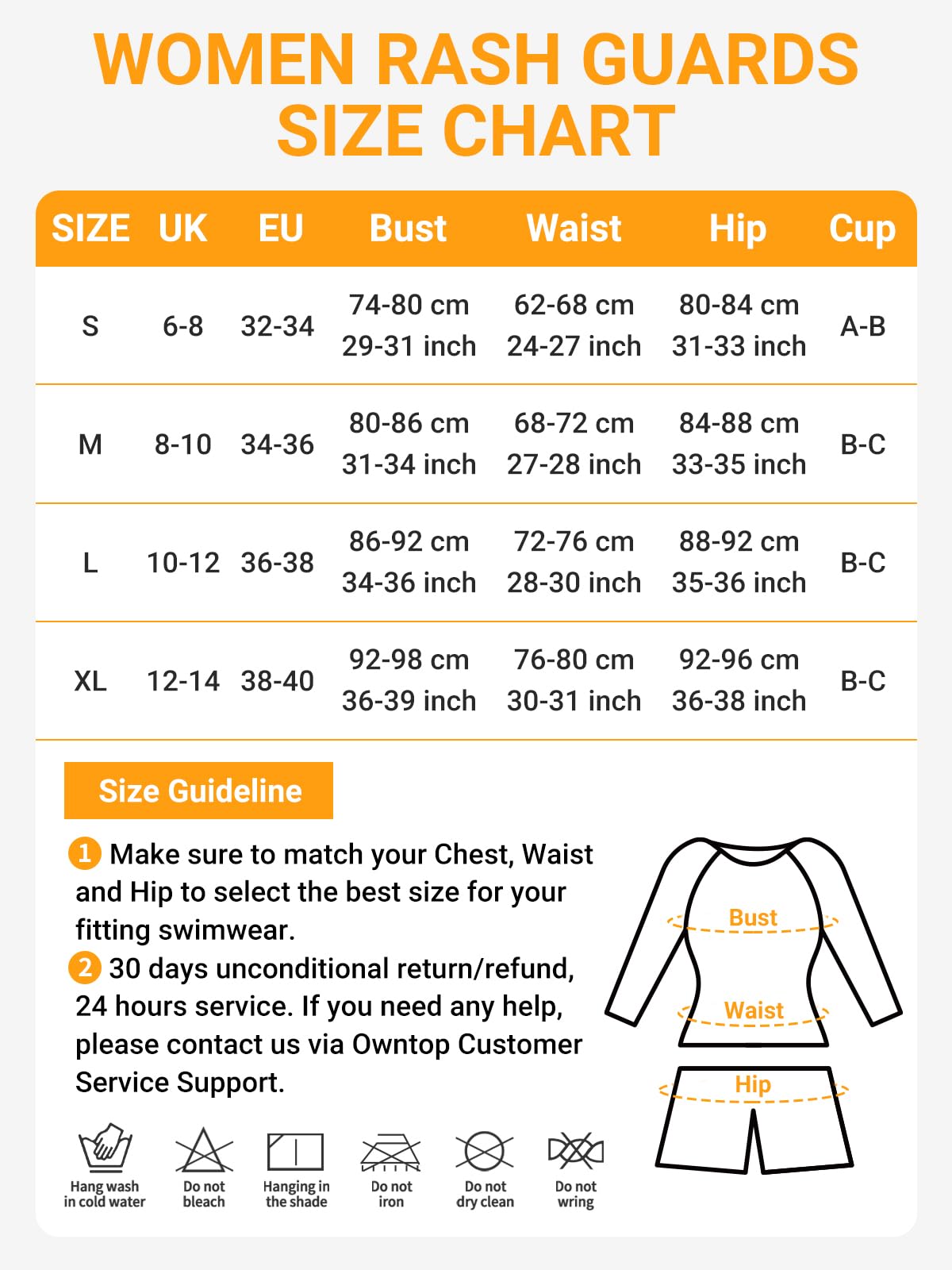 Owntop Rash Guard - Costume da bagno da donna a maniche lunghe, due pezzi con slip a vita alta e protezione solare