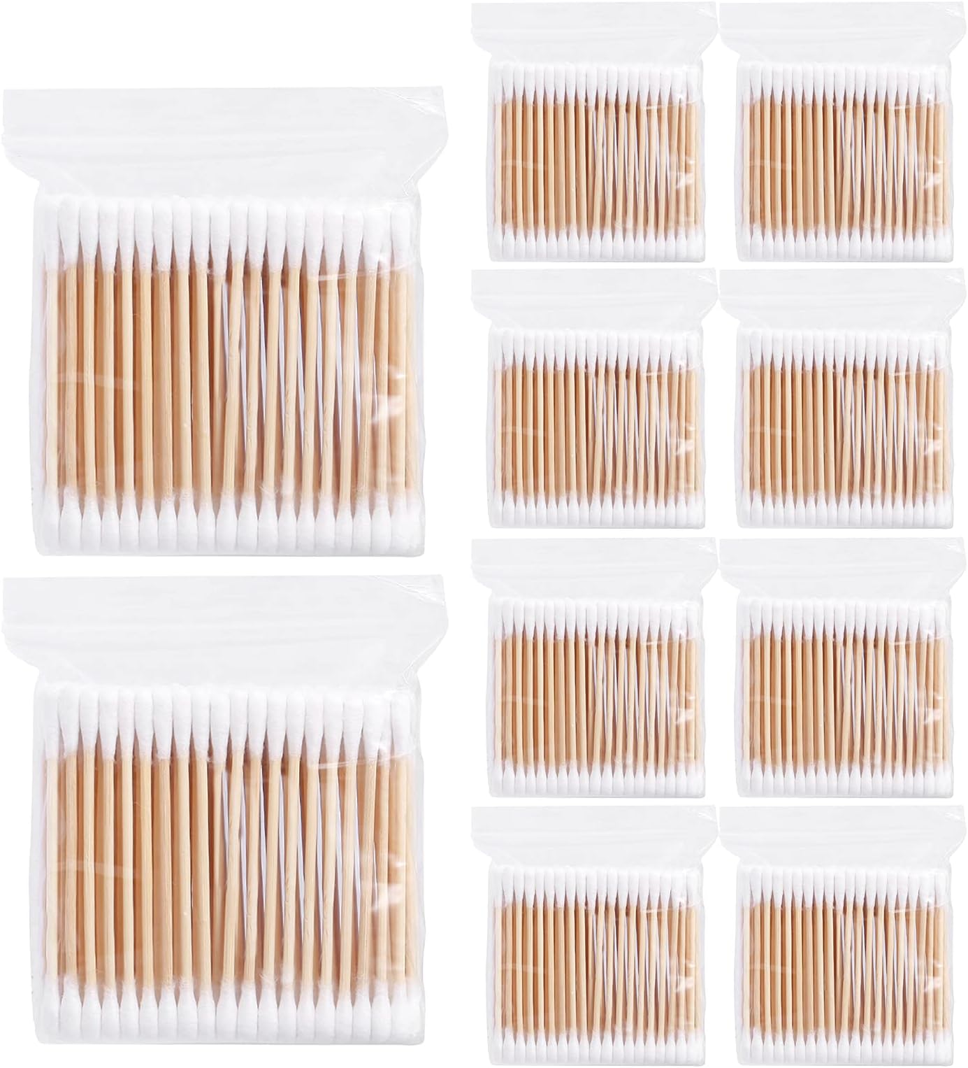 Kiboule Swab 1000 Count Cotton Swabs with Wooden Stick Double Tip Round Cotton Buds Hypoallergenic Swabs for Makeup Ears Dabs Nails Eyes Nose