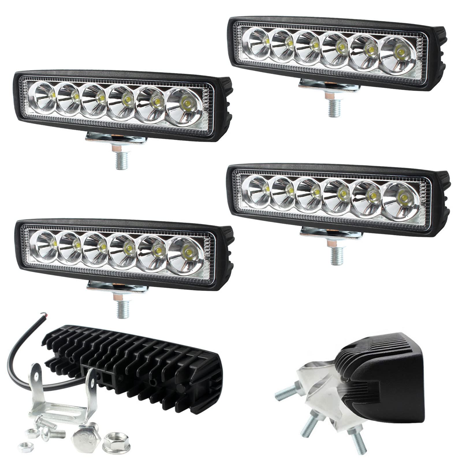 4pcs Led Work Spot Light Bar 12V 24V, Waterproof Beam Slim Driving Lamp Fog Lights for SUV Trucks ATV (4 pcs)