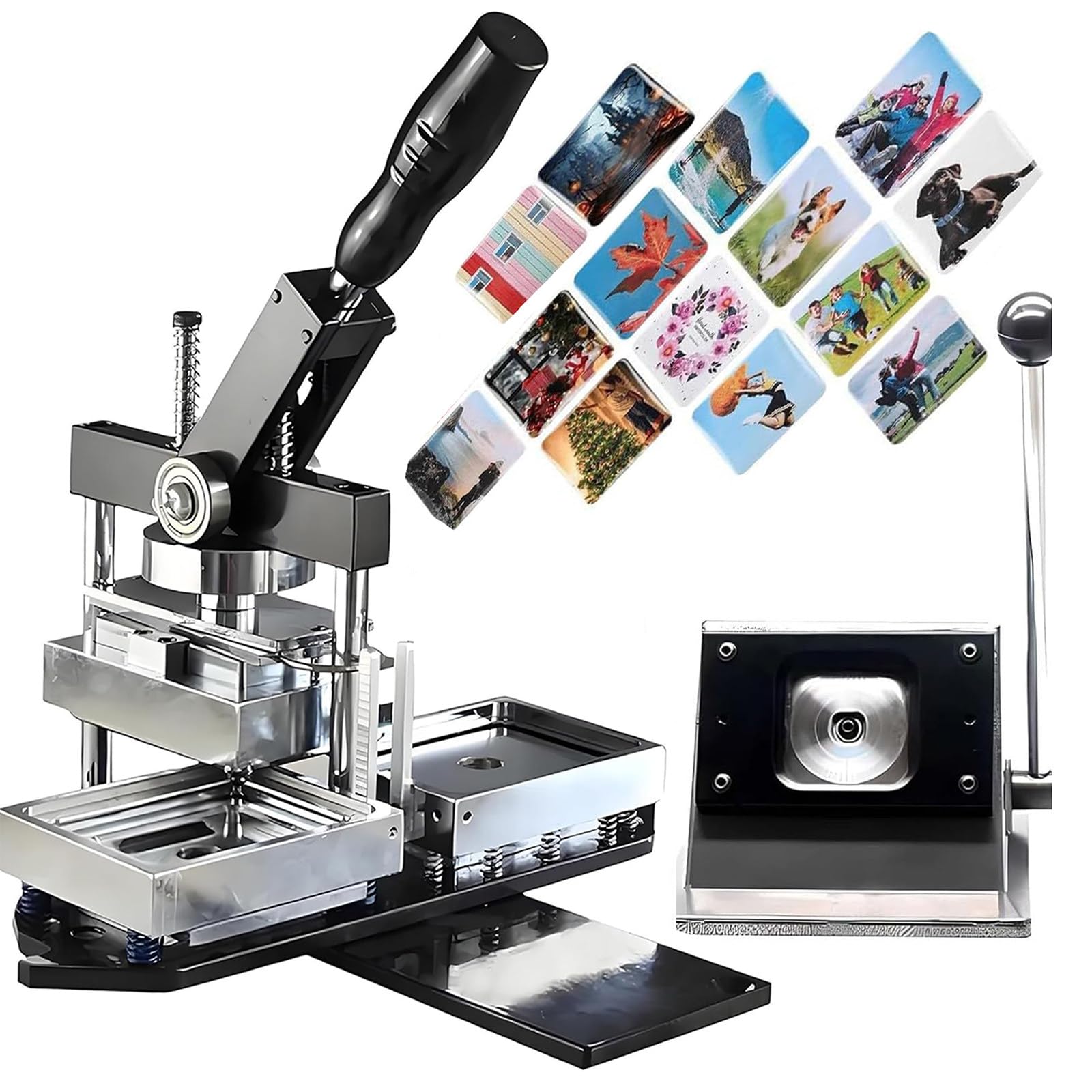 JYBNBBE 3.1x2inch Rectangle Fridge Magnets Badge Maker Machine 80x53mm DIY Photo Refrigerator Sticker Magnet Press Machine+Paper Cutter+100pcs Materials