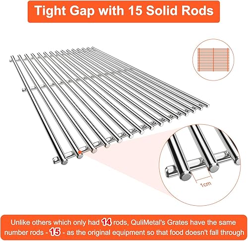 Miniatura 6 de QuliMetal 66089 Rejillas de parrilla para Weber Genesis 2 E-410E-415E-435, piezas de parrilla para parrillas de gas Weber GS4 Genesis IILX serie
