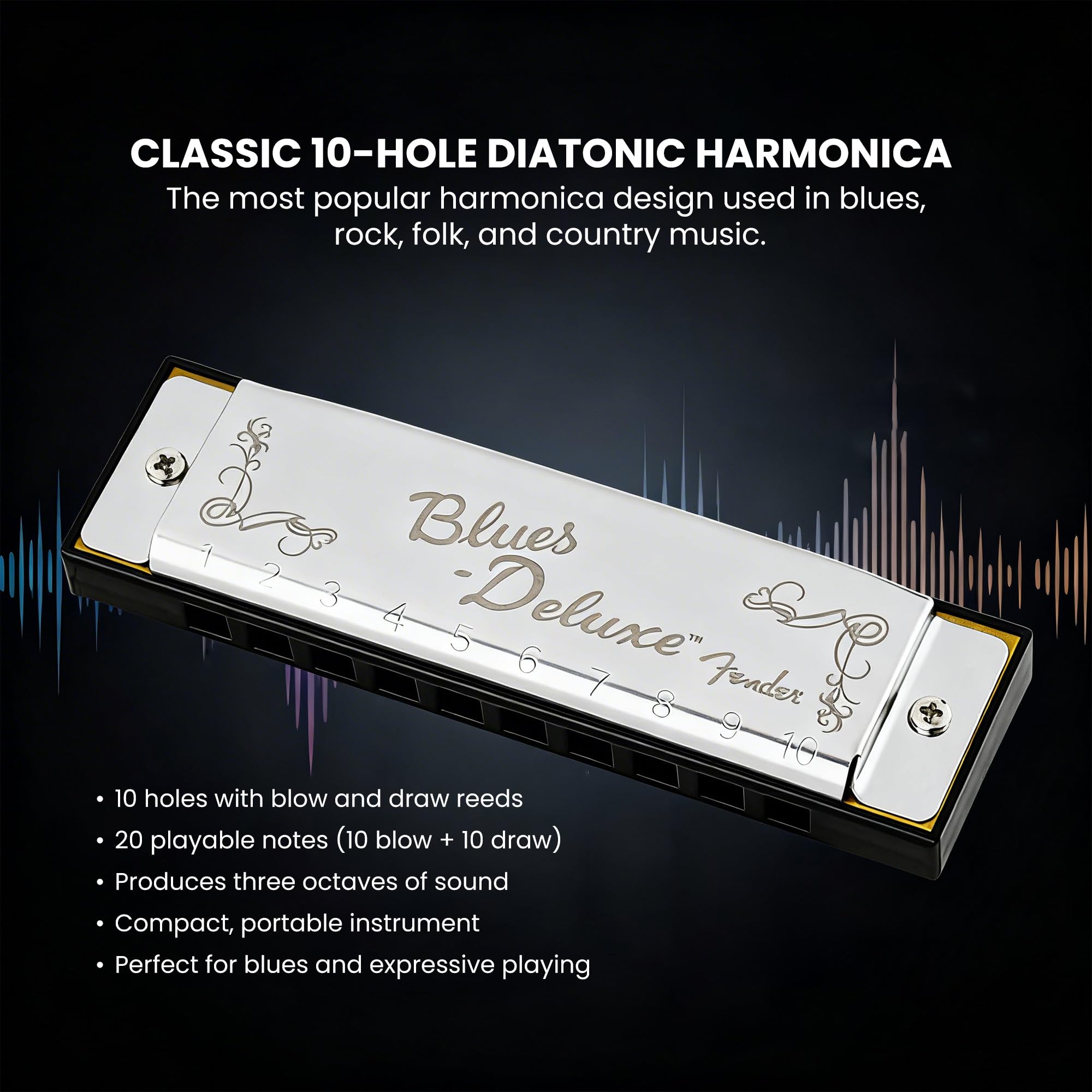 Fender Blues Deluxe Harmonica ハーモニカ Cキー Amazon.com: Fender Blues Deluxe Harmonica - Key of C Bundle with
