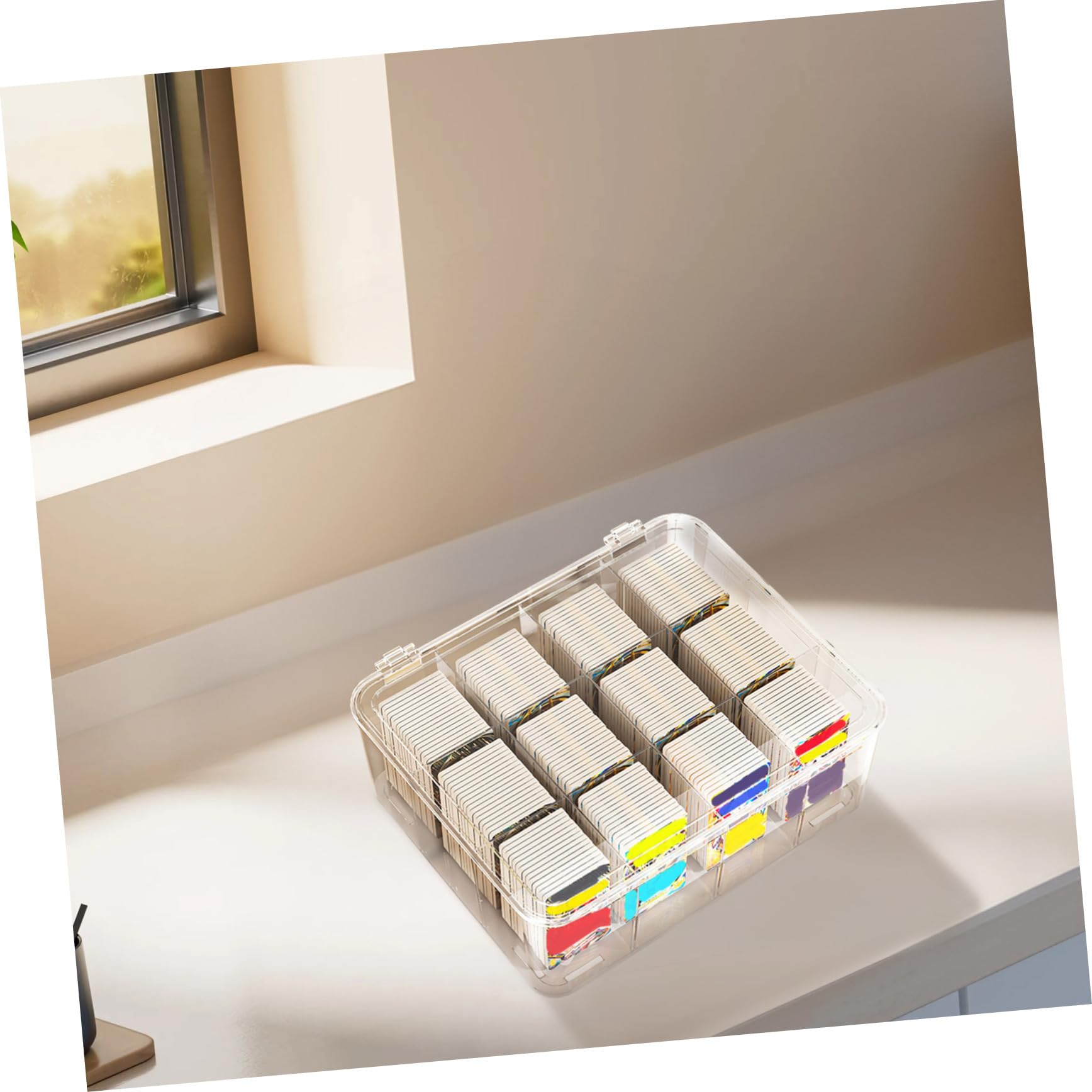 Garneck Contenitore Di Carte Trasparente Per Scrivania Espositore Porta Biglietti Da Visita in Plastica Robusta Scatola Porta Carte Con Design Elegante e Resistente