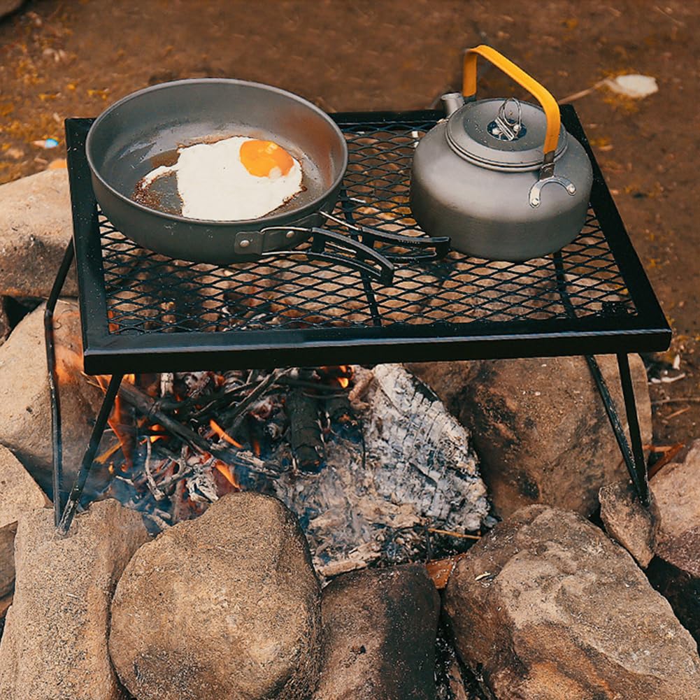 Parrilla plegable para fogata, parrilla de campamento resistente para campamento, parrilla plegable para barbacoa al aire libre, camping