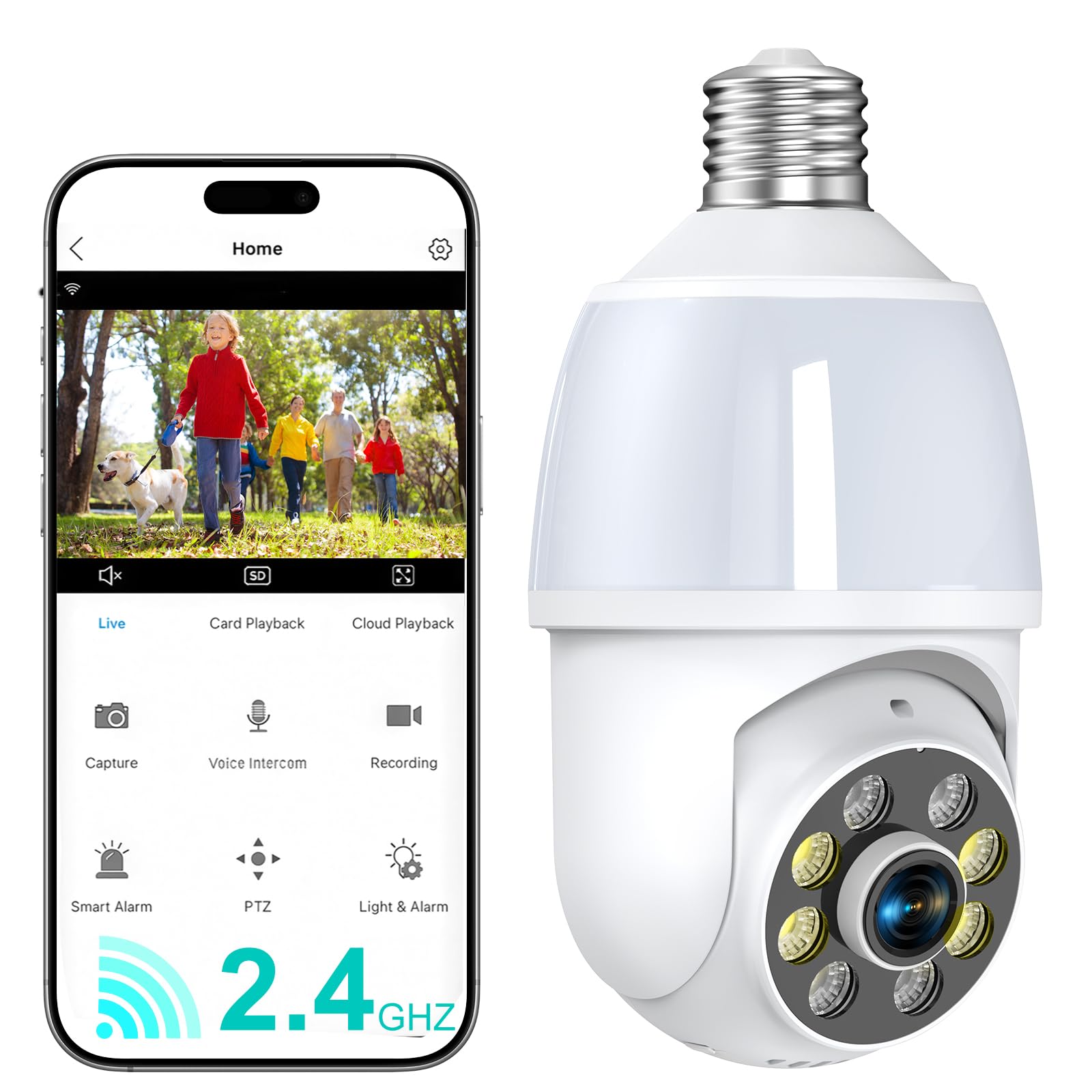 Spotlight Security Camera with Two-Way Talk, 2.4GHz 2K Wireless Outdoor WiFi Security Cameras, 360° PTZ Cameras for Home Security, Human Detection-image-27