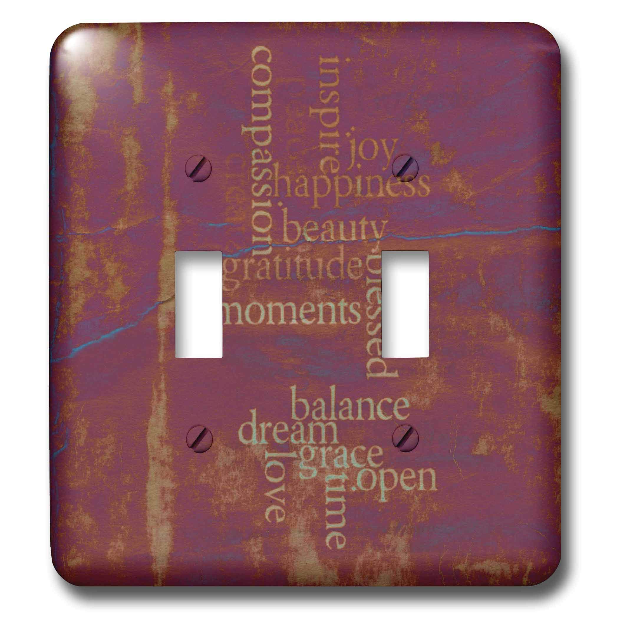 Interrupteur à baïonnette violet tie dye imprimé mots de gratitude 3dRose LSP_29491_2