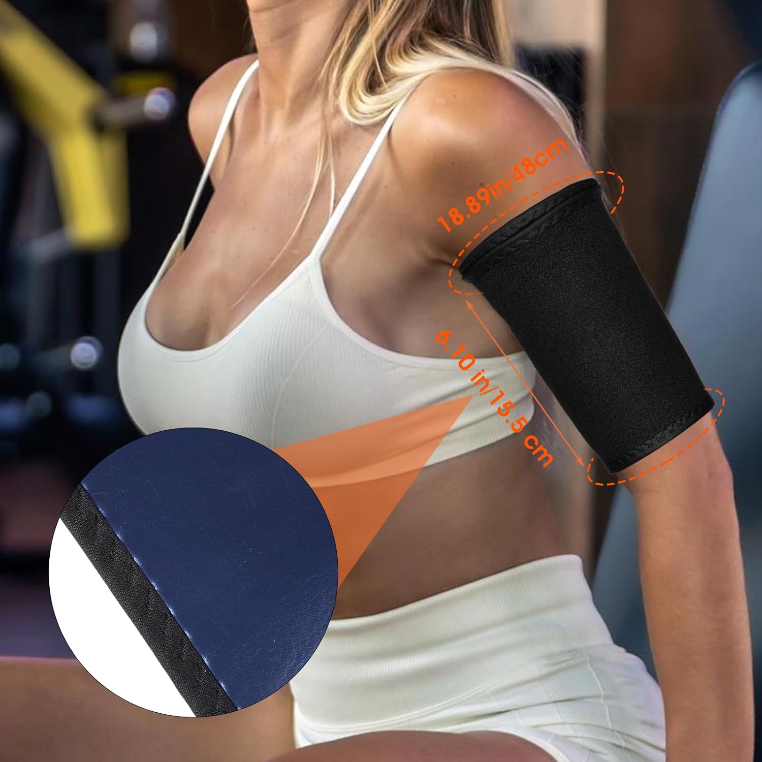 2 Pcs Arm Trimmers Sauna Sweat Arm Trainer Sweat Shaper Bands Compression Workout Sleeves Fat Reducer Shapers Bands Adjustable Sauna Wraps for Sports Flabby Arms Women Men - Image 2