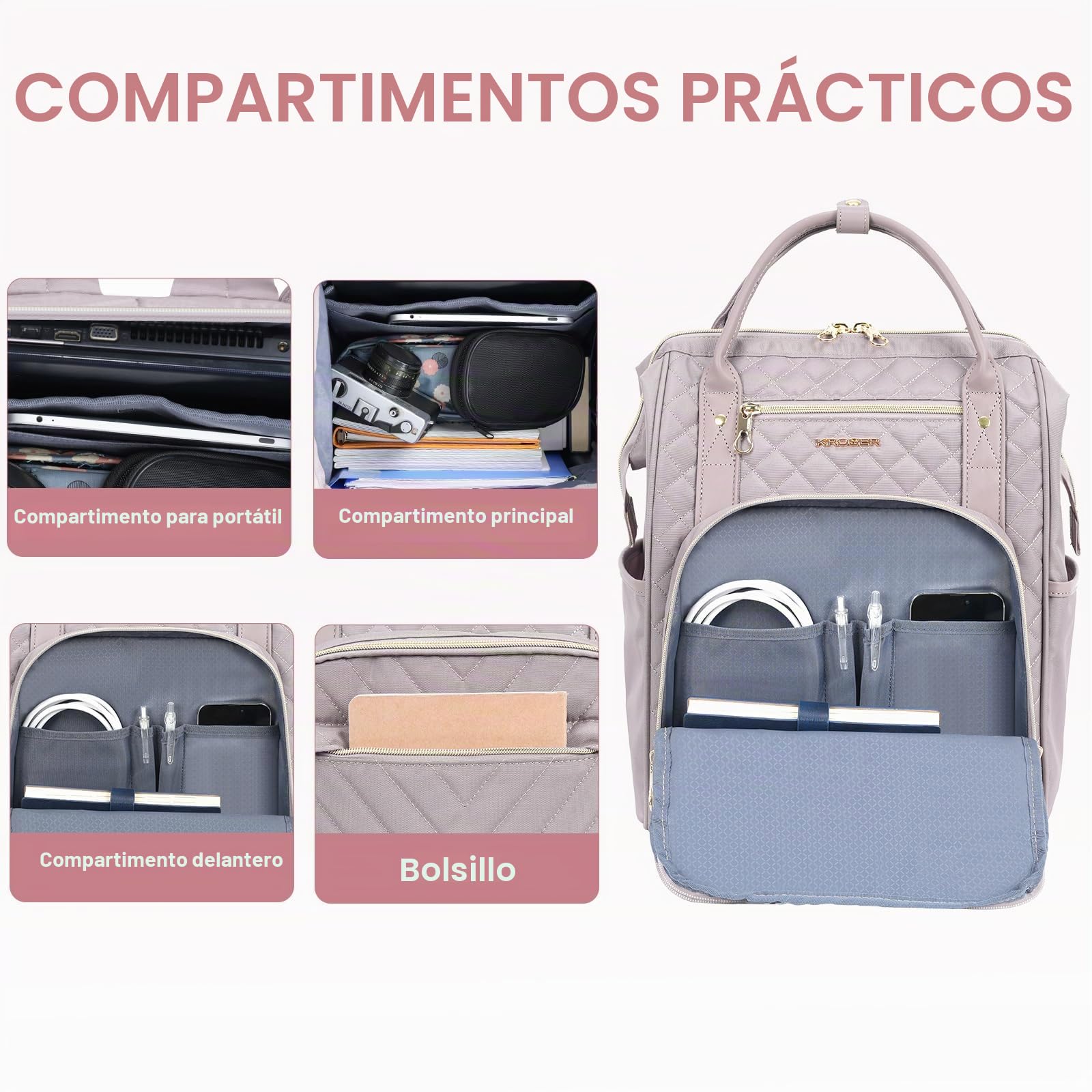 KROSER Mochila para Portátil 15.6" Mochila Elegante Escolar para Computadora Mochila Informal Hidrófugo Bolsa de Negocios para Viaje/Negocio/Universidad-Azul Oscuro Laptop Backpack