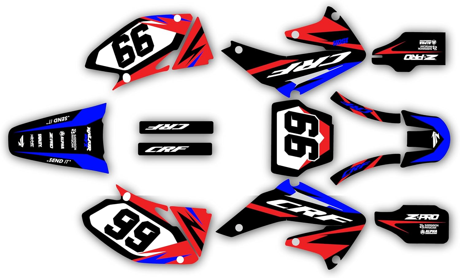 Graphics Kit for Honda CRF450R (2002-2004) Division Series Teal 9 Mil - Easy Go - Dirt Pit Bike Motorcycle Stickers, Dirtbike Racing Automotive Decal Motocross Accessories no-Plastics