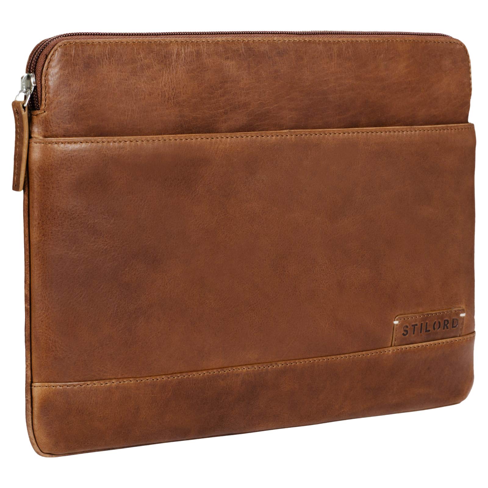 STILORD 'Robb’ Funda de Piel Estilo Vintage para Tablet o MacBook de 14" y portátil de 13,3" Portafolio Bolso o Bolsa Protectora de auténtico Cuero Color:Mocca - marrón Oscuro