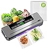 6-in-1 Food Vacuum Sealer Machine, 65KPA Powerful Kitchen Food Sealer, 30cm Longer Seal, Built-in Cutter & LED Digital, Dry/Wet/Pulse Modes, Includes 50Pcs BPA-Free Vacuum Sealer Bags(UK Plug)
