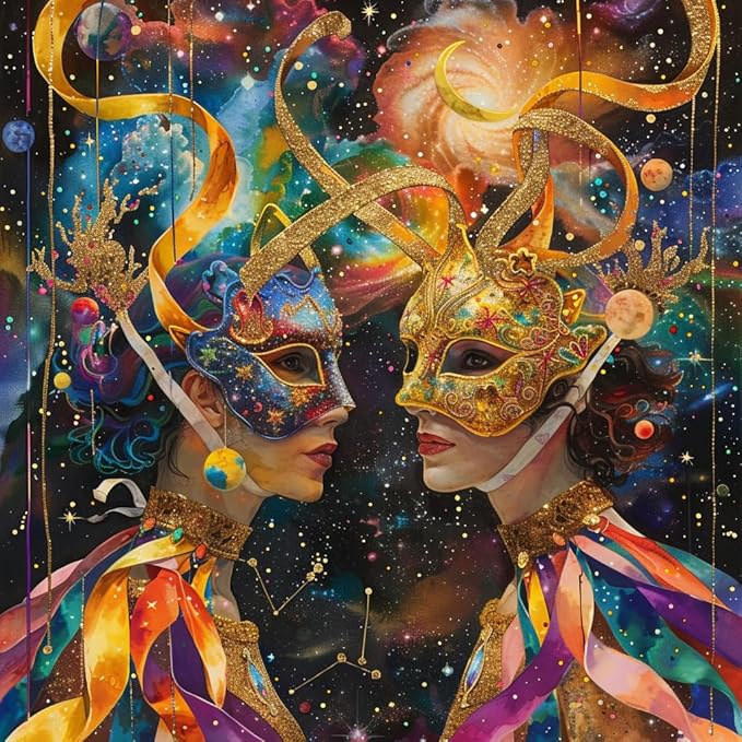 Zodiac Sign Gemini DIY 5D Diamond Paint Kits for Adults Easy for Beginner Round Full Drill Diamond Art Painting Gems Cross Stitch Mosaic Craft for Home Decor 14x14inch(3)