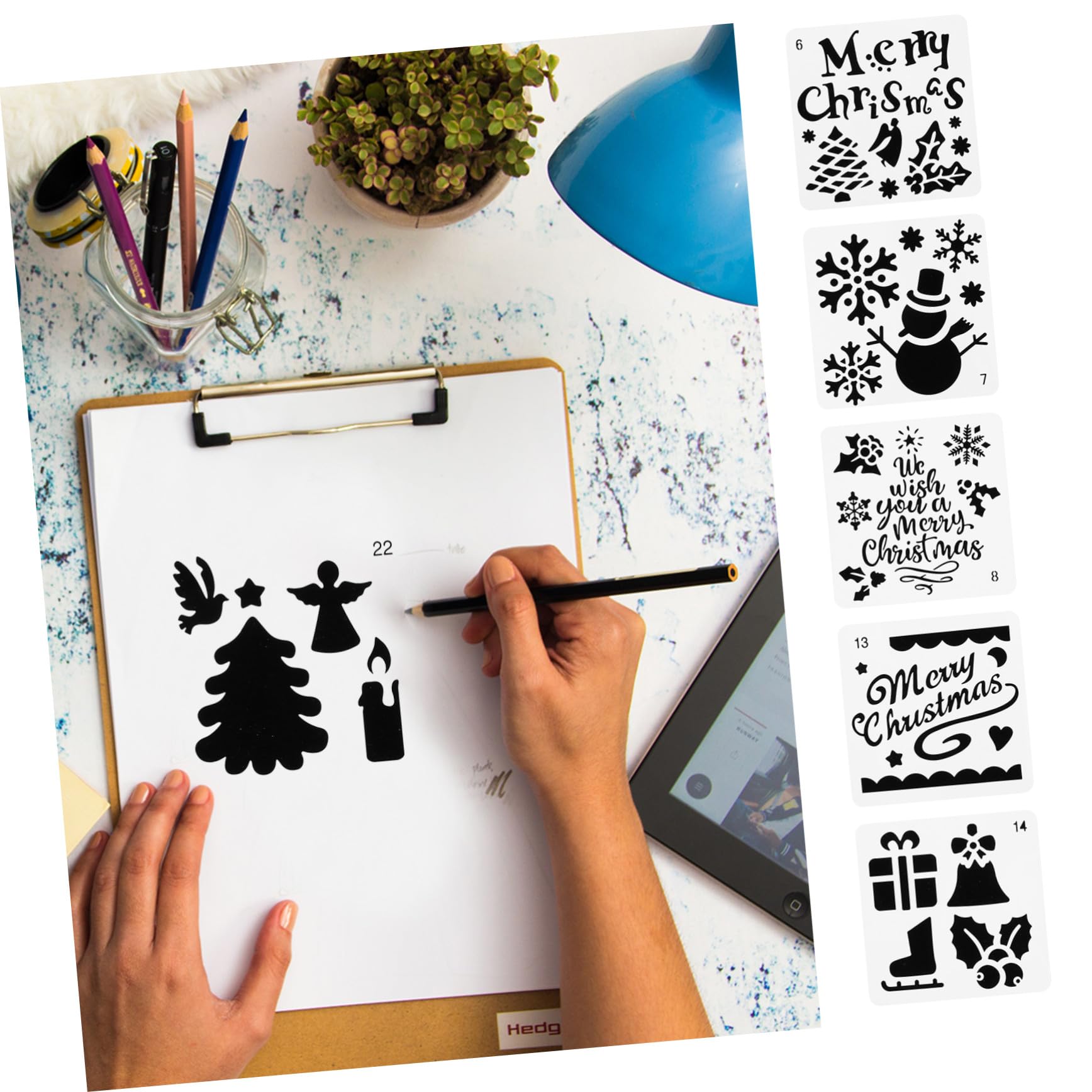 DOITOOL 72 Stck. Teiliges Weihnachts Malset mit Wiederverwendbaren DIY Schablonen Vielseitige Zeichenvorlagen für Fenster Wände und Langlebige Weihnachtsmotive für Kreative und Festliche