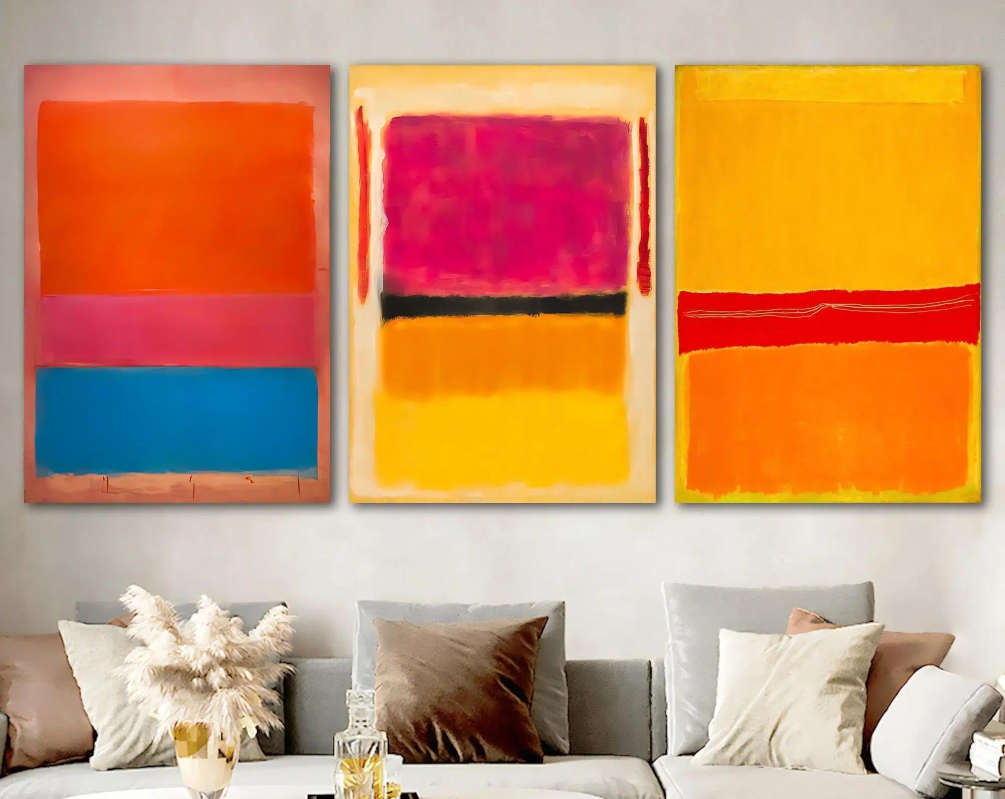 LTjiajuypd Poster di arte astratta classica di Mark Rothko, stampe su tela, riproduzione di Rothko, quadro per soggiorno, arredamento per la casa, 60x90 cm, 3 pezzi senza cornice