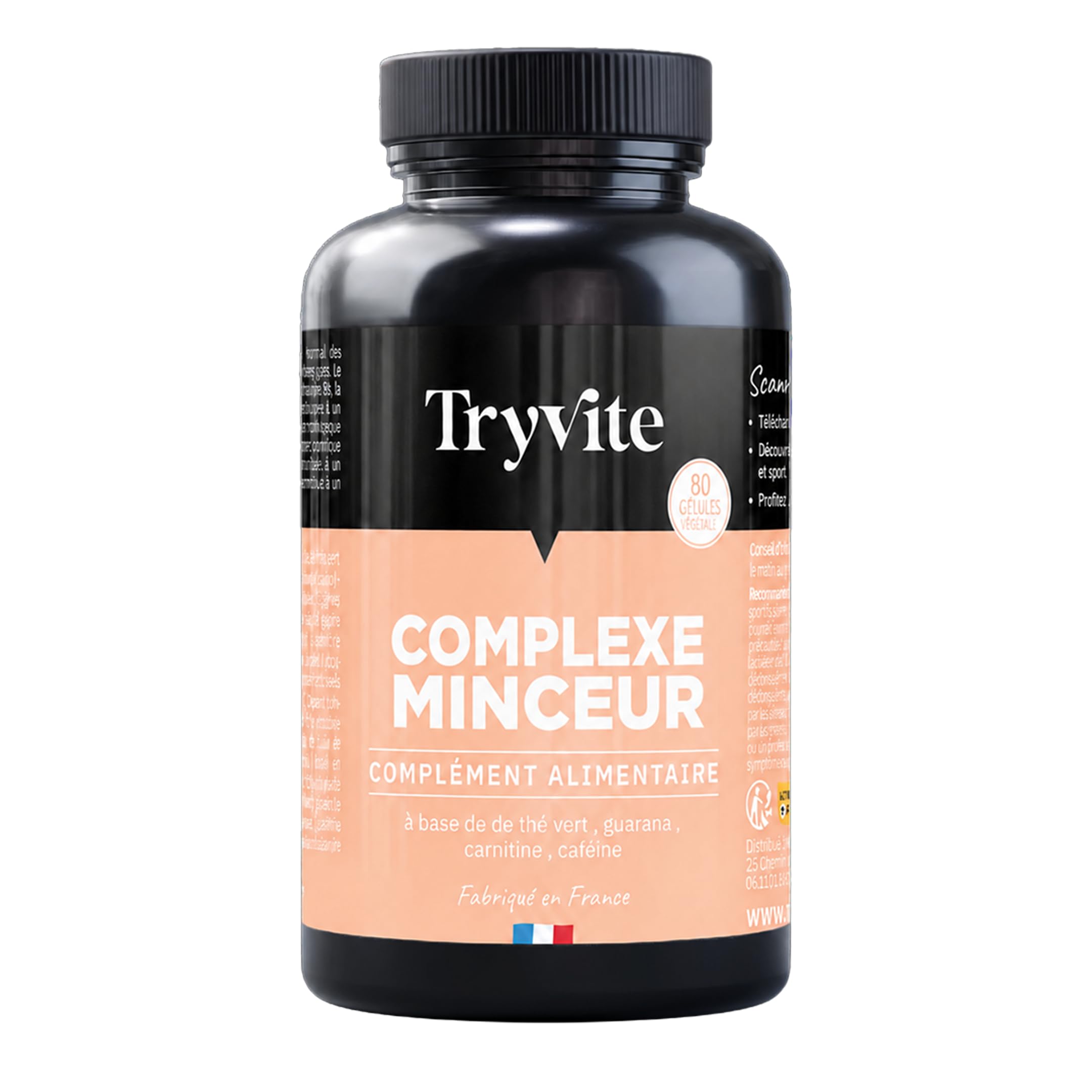 TRYVITE - Complexe Minceur à base de plantes - 180 mg de cafeine - 80 gélules