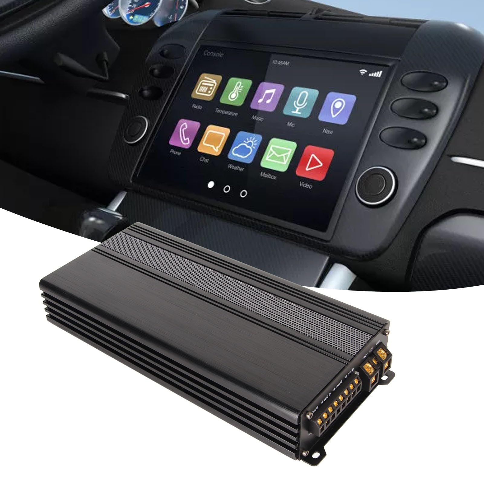 Amplificador de Coche de 4 Canales Clase AB de Alta Potencia 280W X 2 Amplificador de Potencia Puenteable de 12V para Mejorar el de Sonido del Coche