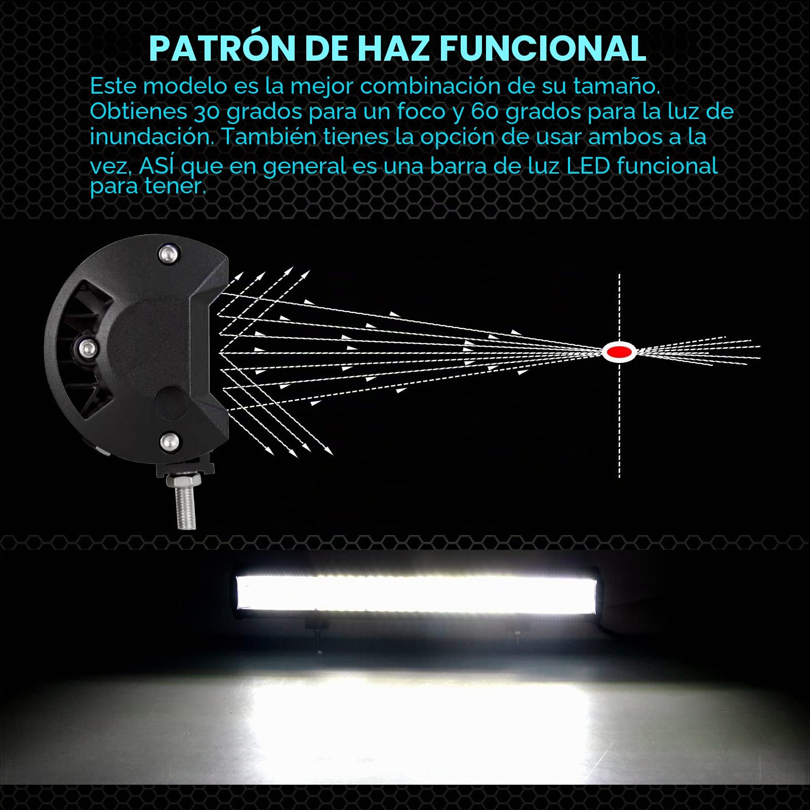 AUXTINGS Barra de Luces LED 20 Pulgadas 510W 4 Filas Foco Combinado de Inundación Todoterreno Con Arnés de Cableado Para Camión Jeep SUV ATV UTV Barco 12V 24V Impermeable
