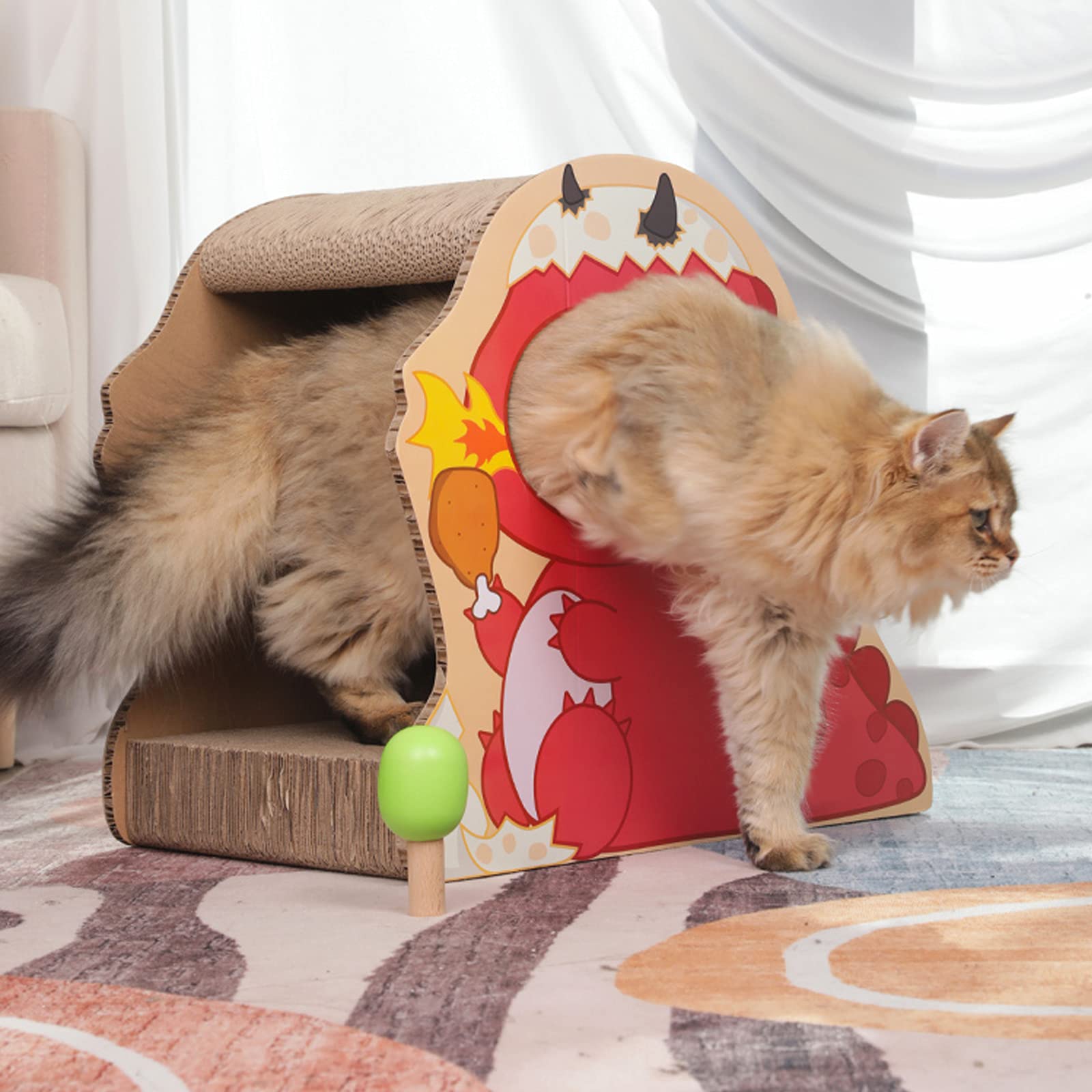 Rascador para Gatos de Cartón Protector contra arañazos de Gato y Perro - Afilador de uñas de cartón para Mascotas Más grueso, con capacidad para dormir, duradero (rojo)
