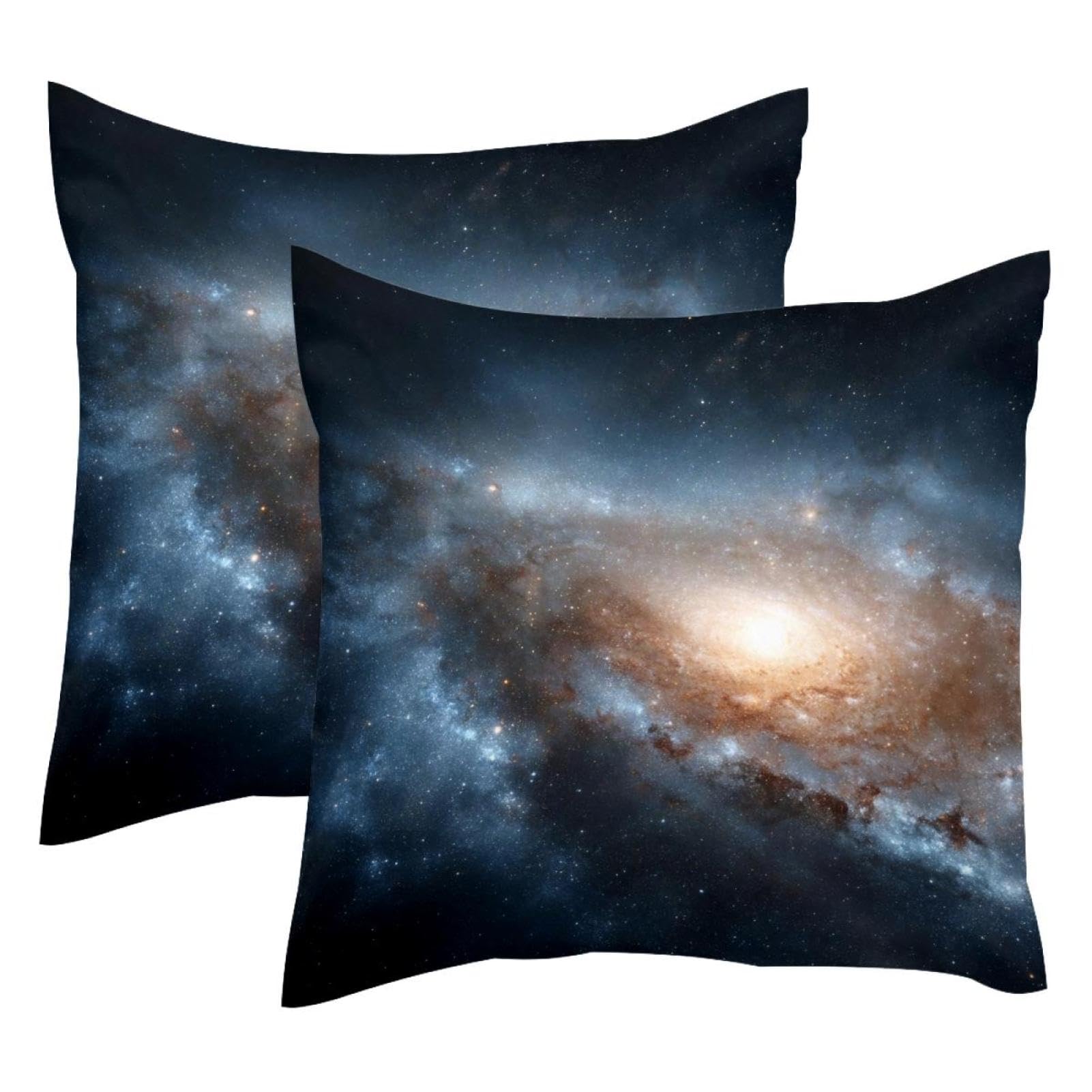 Housse de coussin galaxie 50x50 cm en velours doux motif double face, lot de 2
