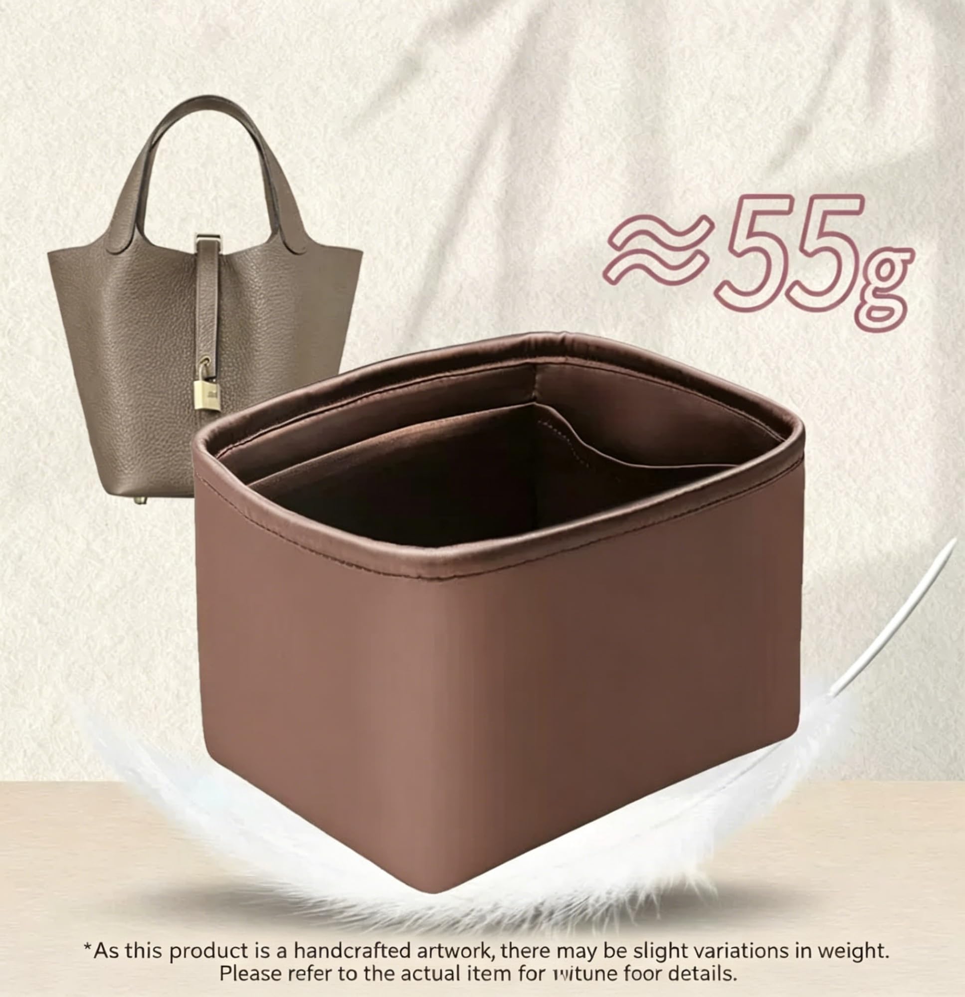 Organisateur de Sac Insert de Rangement en Soie pour Sac à Main Hermes Picotin 18/22(Pink,for Picotin18)