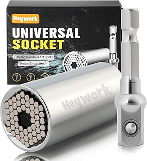 Sponsored Ad - Heywork Universal Socket，Super Socket 1/4"-3/4"（7-19mm）with Drill Socket Adapter， Cool Gadgets for Men Birt...